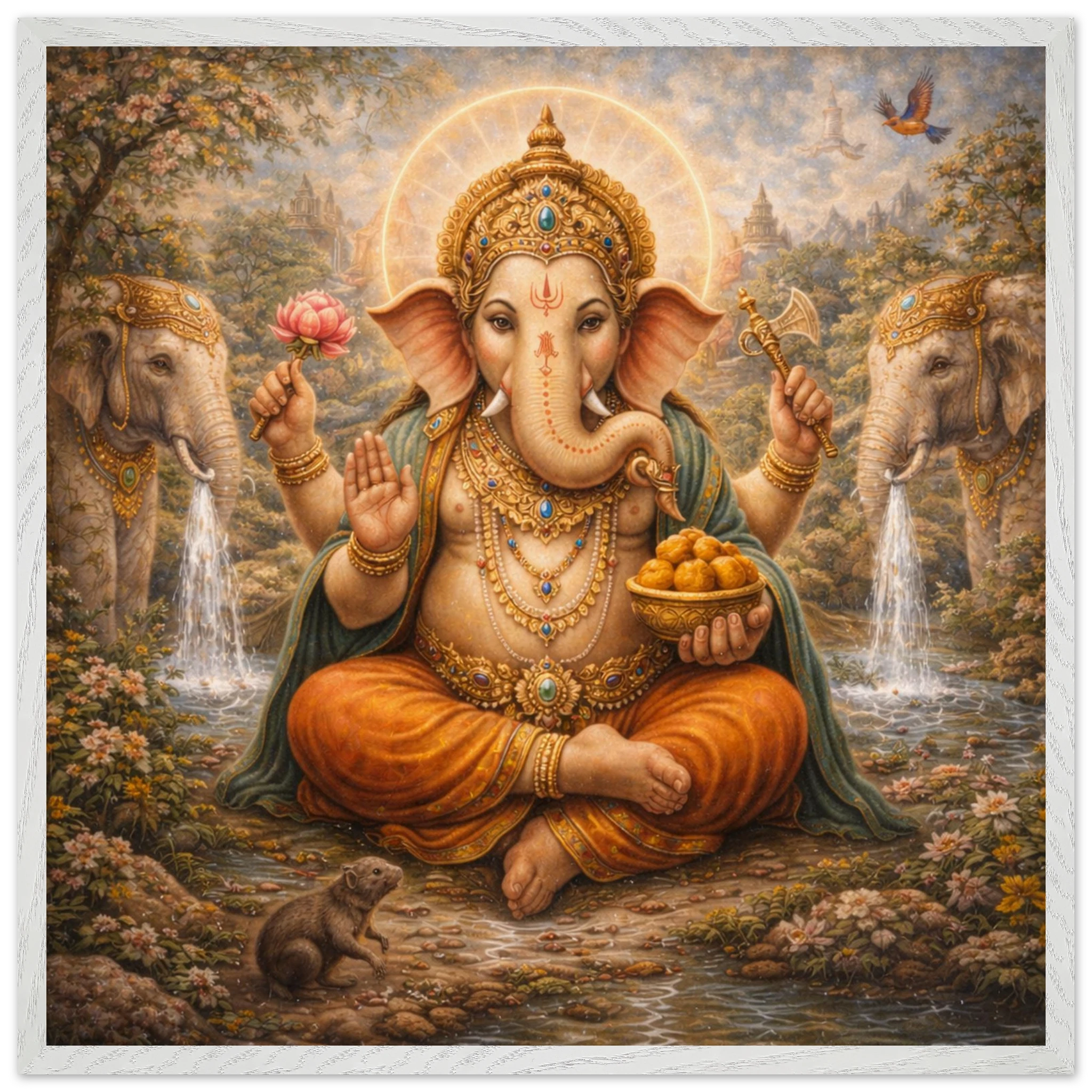 Ganesha – Mythologie Fine Art Print mit Rahmen | babasan