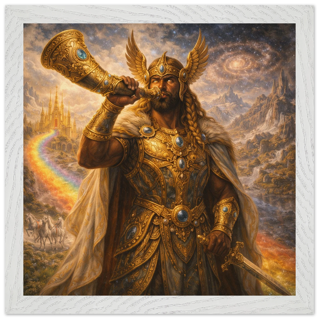 Heimdall – Mythologie Fine Art Print mit Rahmen | babasan