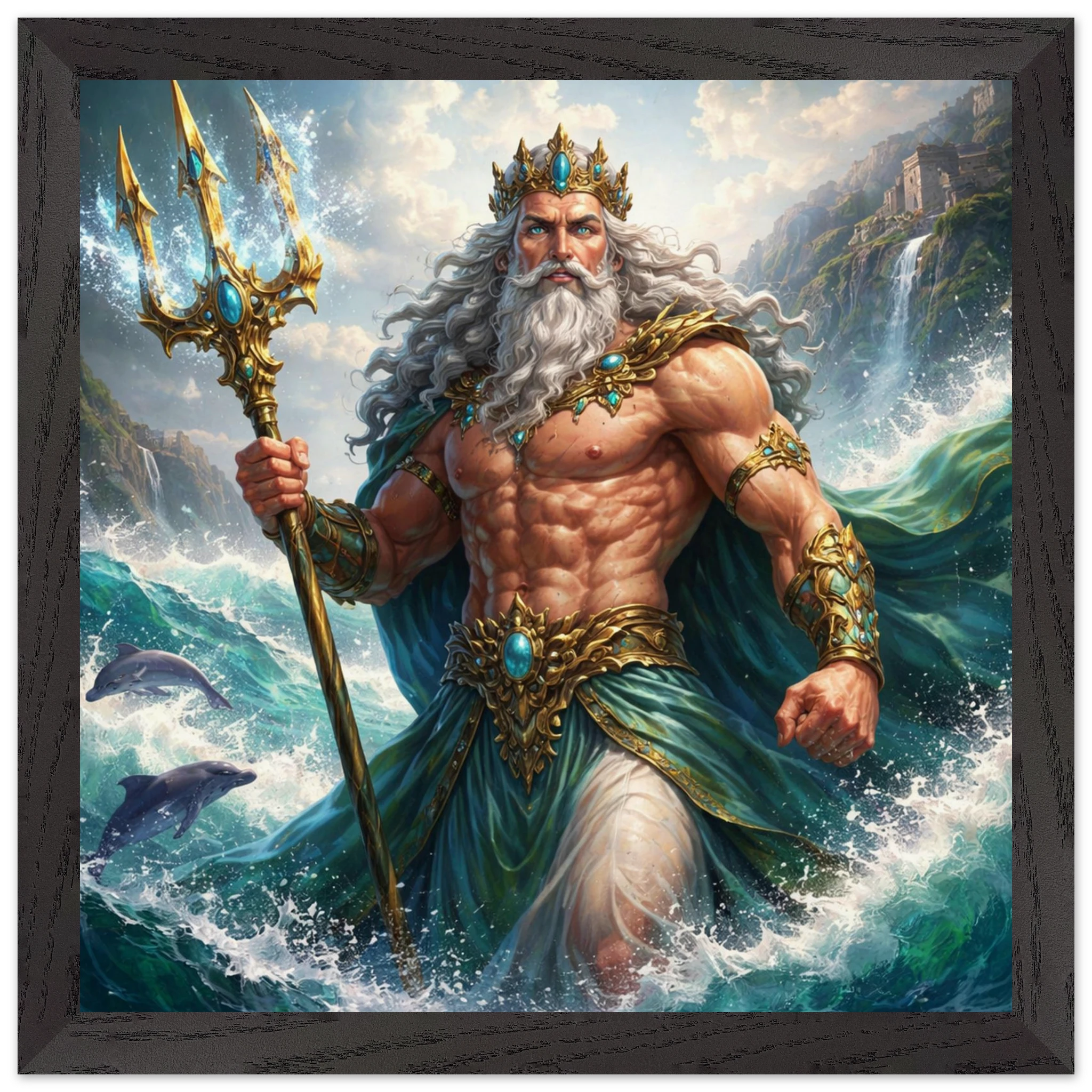 Poseidon – Mythologie Fine Art Print mit Rahmen | babasan
