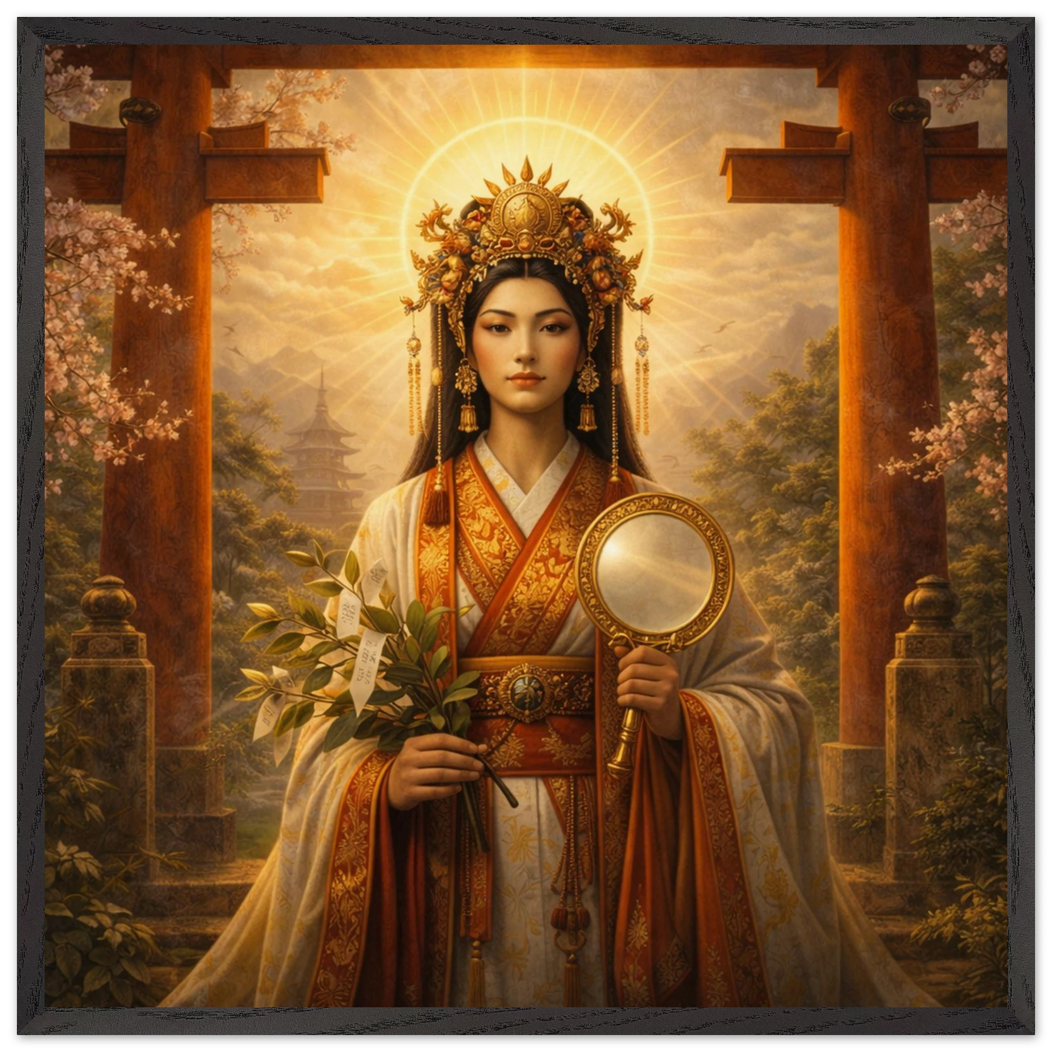 Amaterasu – Mythologie Fine Art Print mit Rahmen | babasan