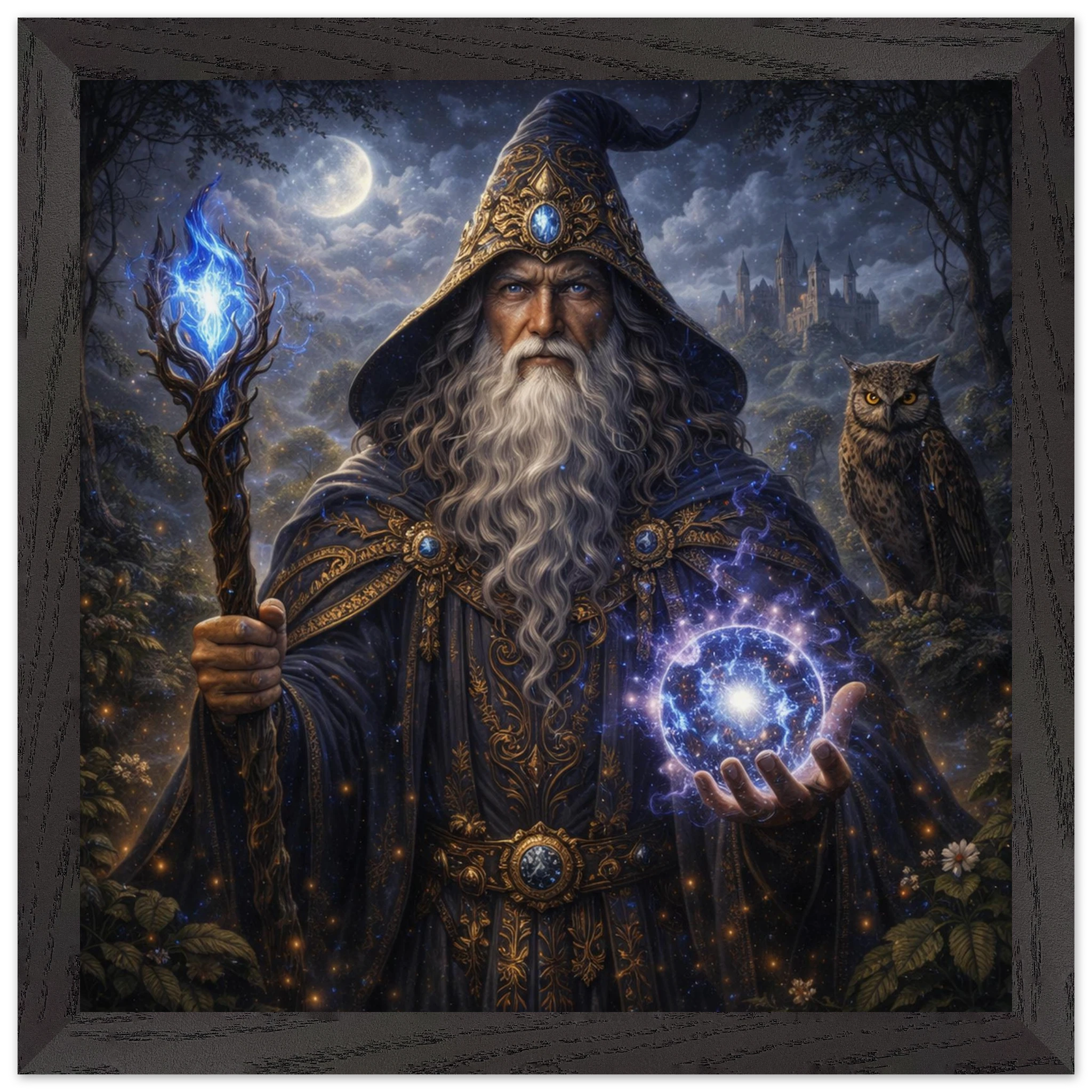 Merlin – Mythologie Fine Art Print mit Rahmen | babasan
