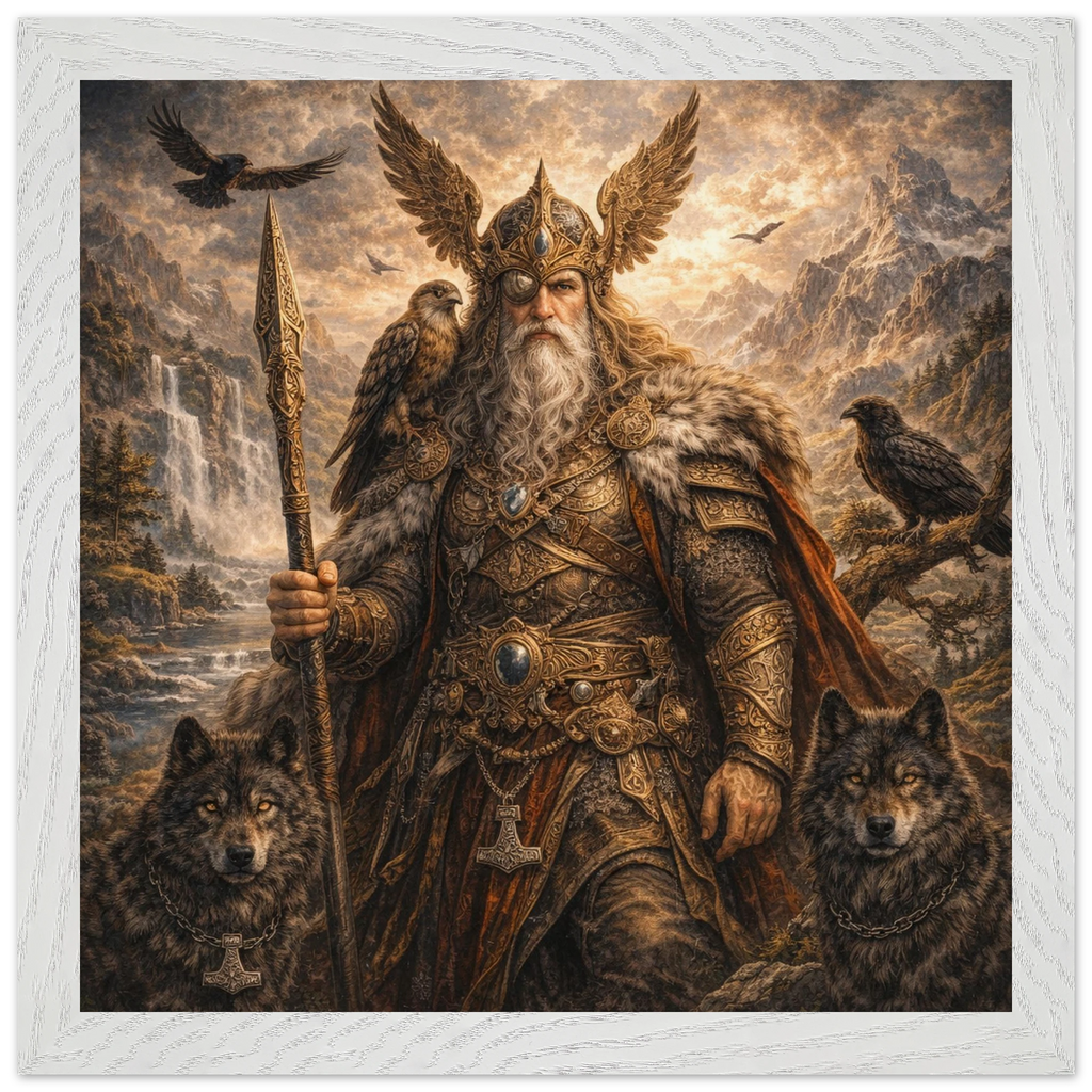 Odin – Mythologie Fine Art Print mit Rahmen | babasan