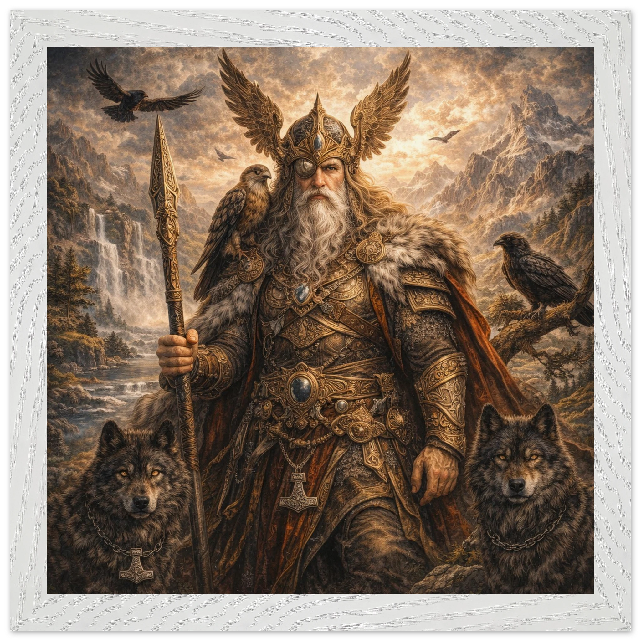 Odin – Mythologie Fine Art Print mit Rahmen | babasan