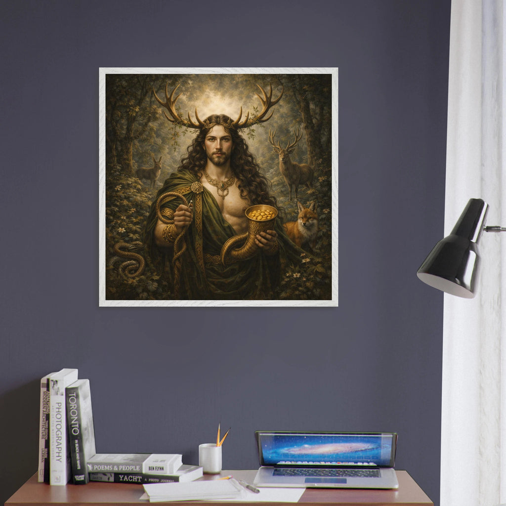 Cernunnos – Mythologie Fine Art Print mit Rahmen | babasan