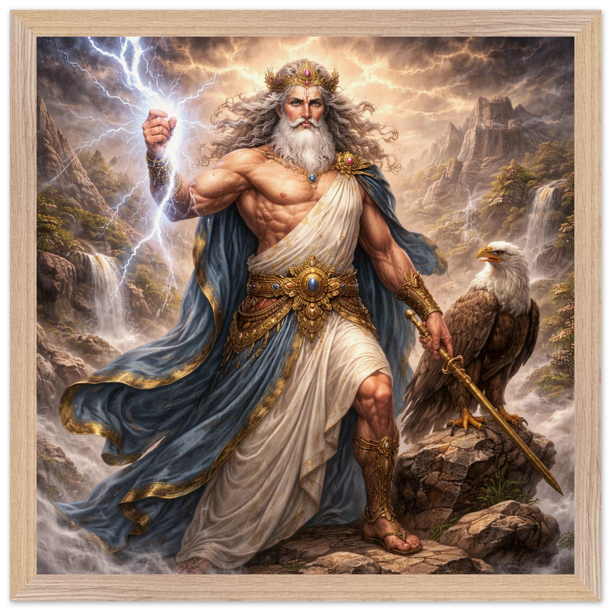 Zeus – Mythologie Fine Art Print mit Rahmen | babasan