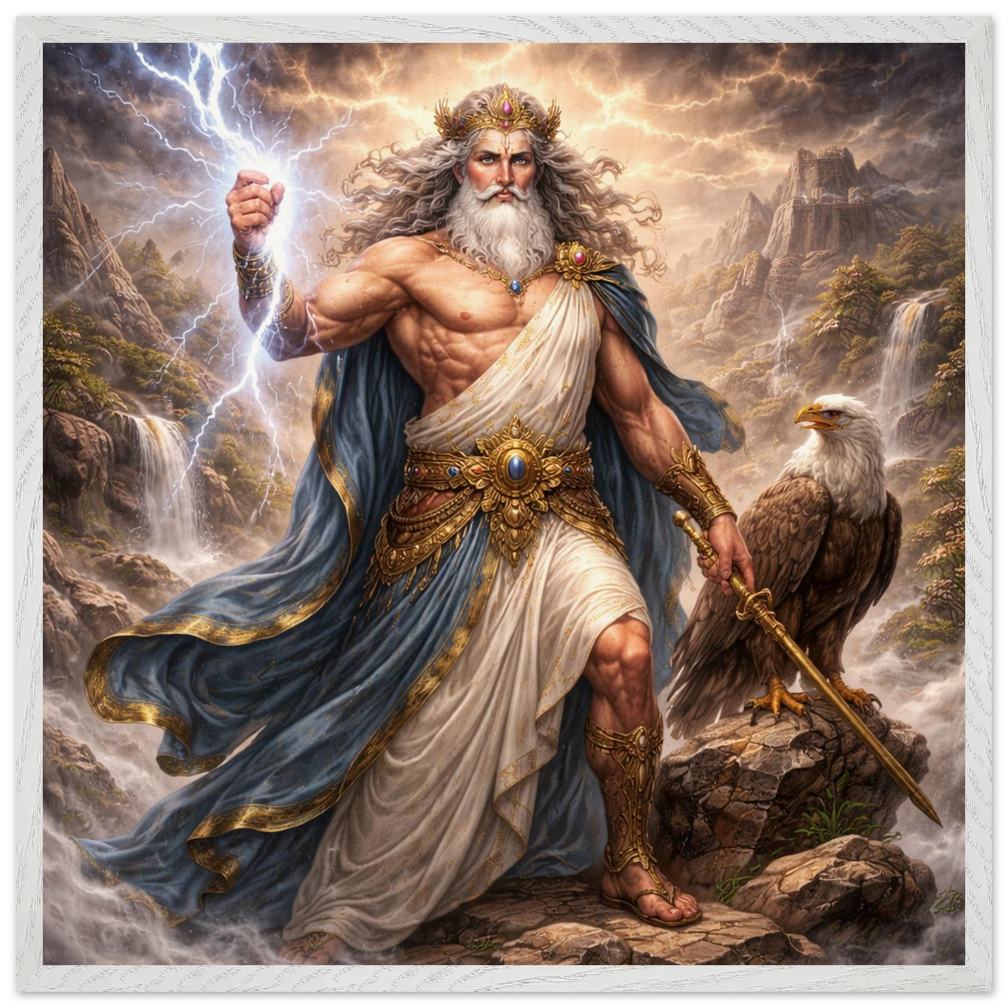 Zeus – Mythologie Fine Art Print mit Rahmen | babasan