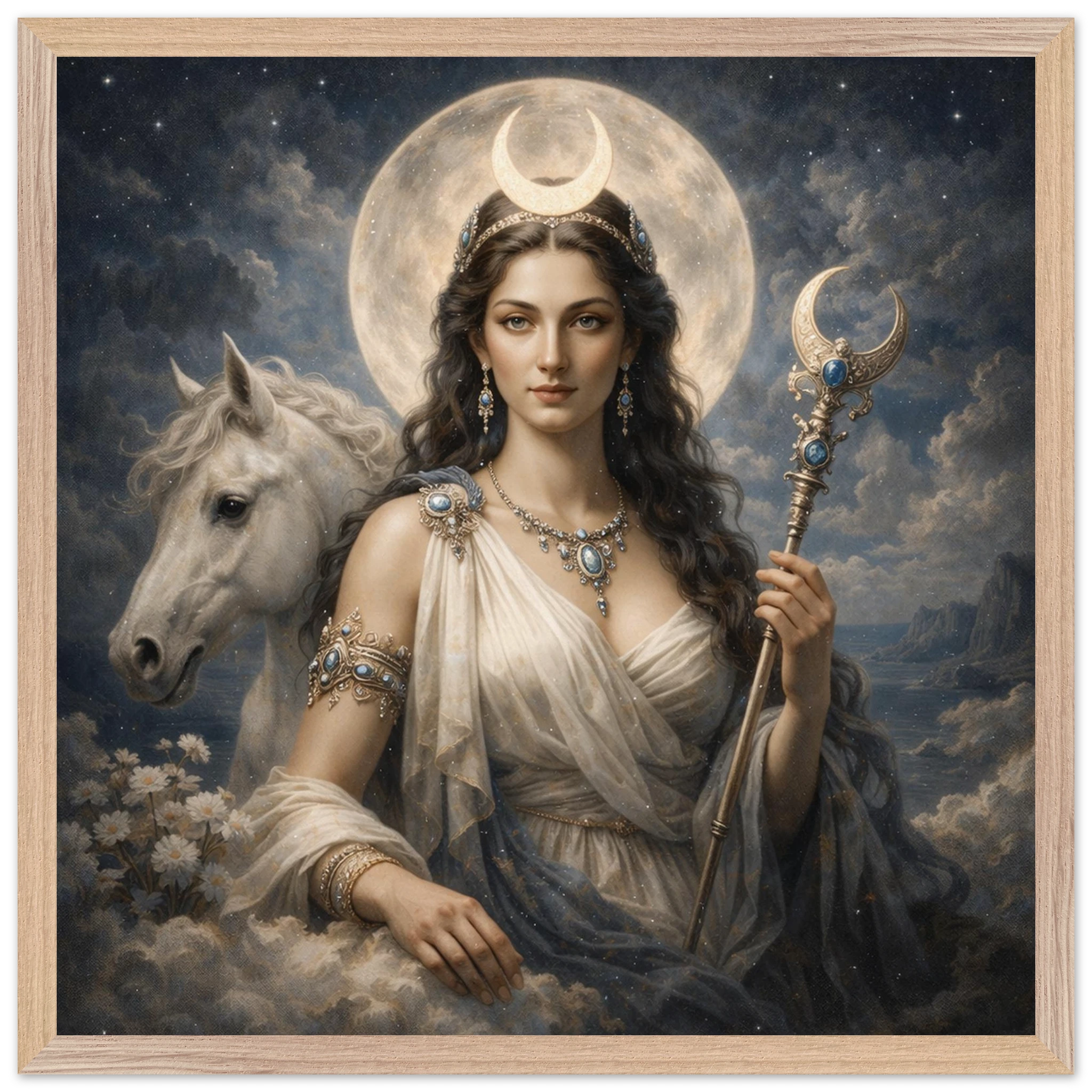 Luna – Mythologie Fine Art Print mit Rahmen | babasan