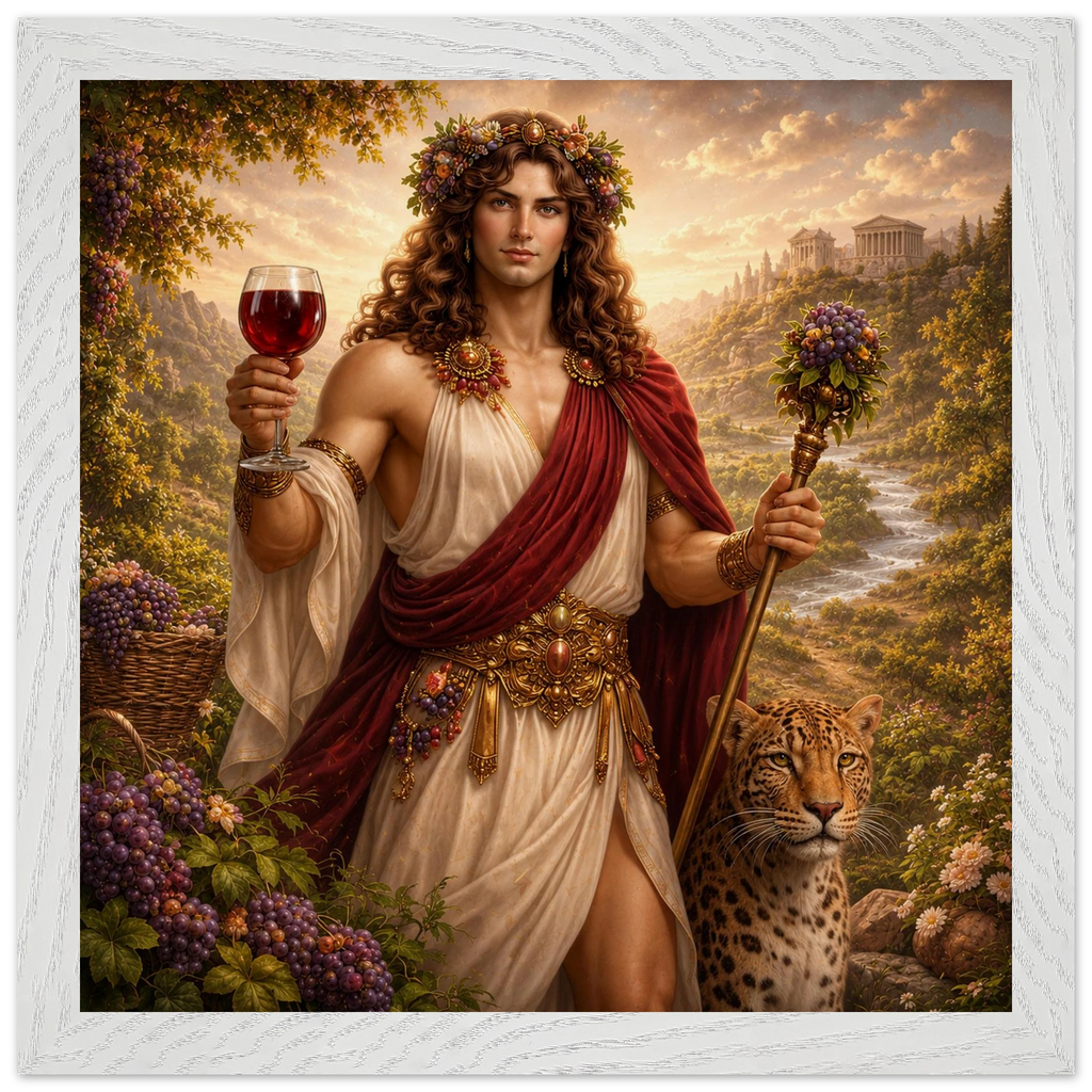 Dionysos – Mythologie Fine Art Print mit Rahmen | babasan