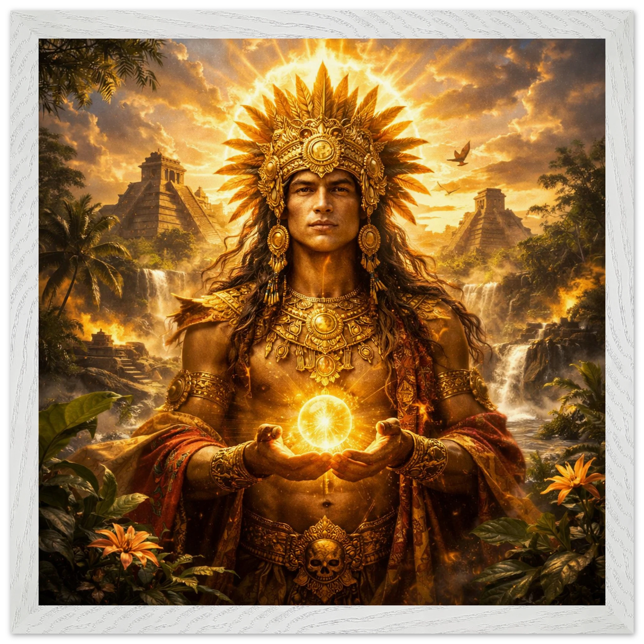 Kinich Ahau – Mythologie Fine Art Print mit Rahmen | babasan