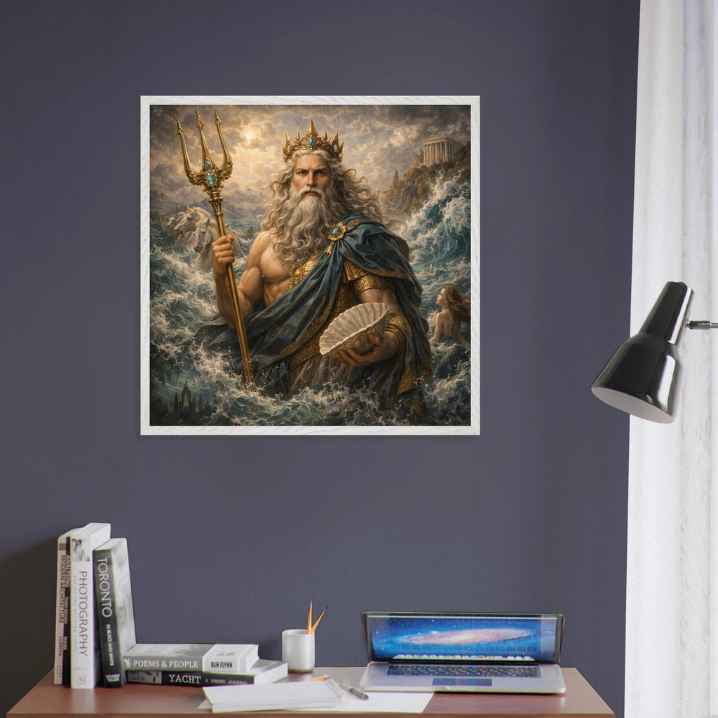 Neptun – Mythologie Fine Art Print mit Rahmen | babasan