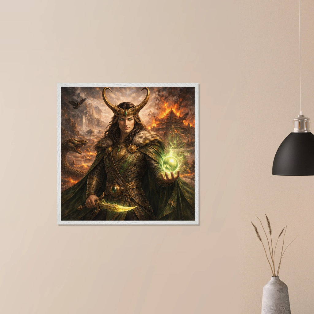 Loki – Mythologie Fine Art Print mit Rahmen | babasan