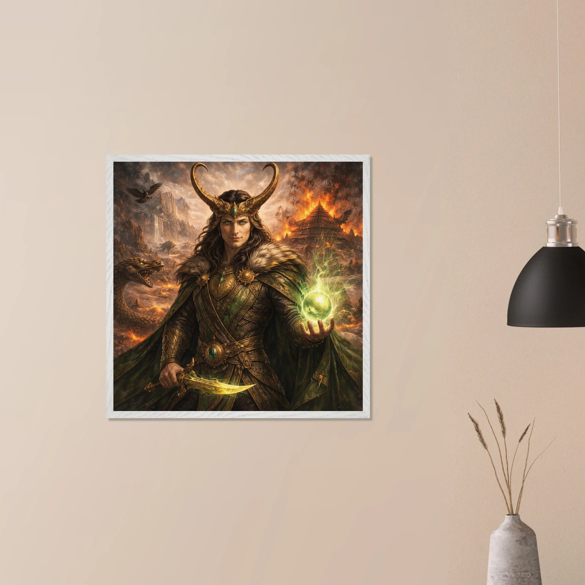 Loki – Mythologie Fine Art Print mit Rahmen | babasan