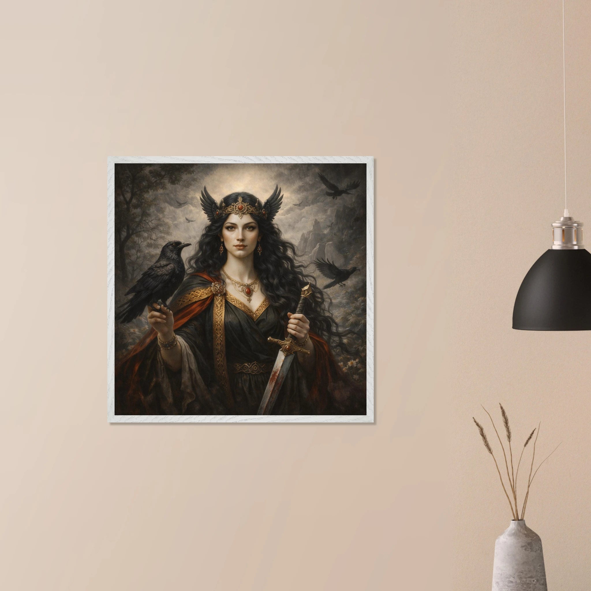 Morrigan – Mythologie Fine Art Print mit Rahmen | babasan