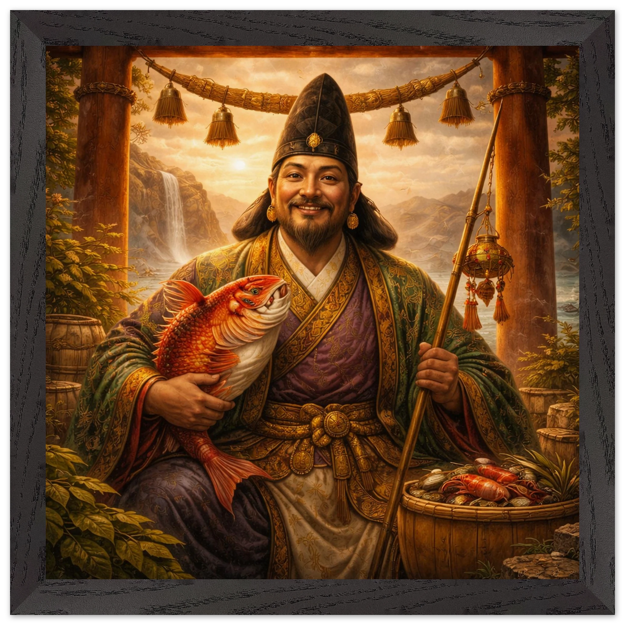 Ebisu – Mythologie Fine Art Print mit Rahmen | babasan