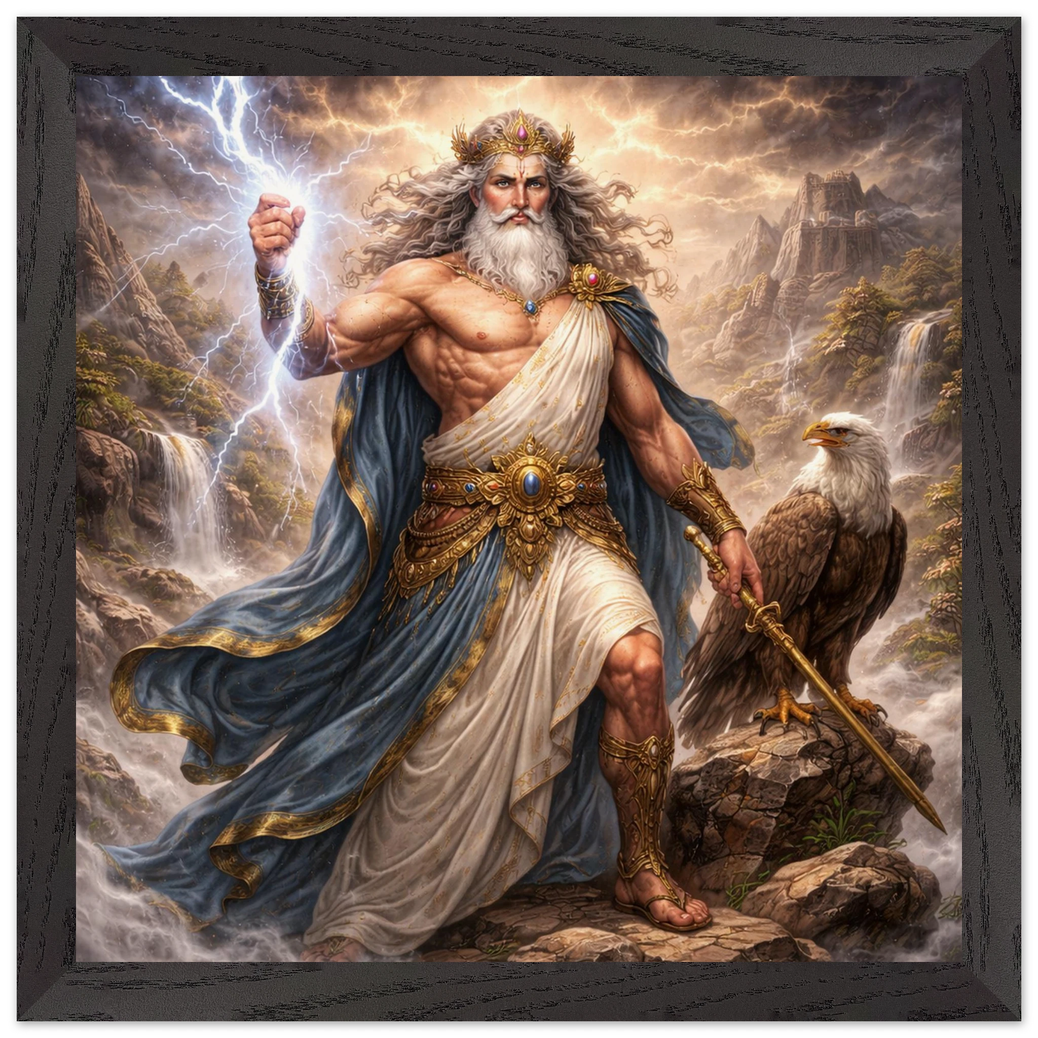 Zeus – Mythologie Fine Art Print mit Rahmen | babasan