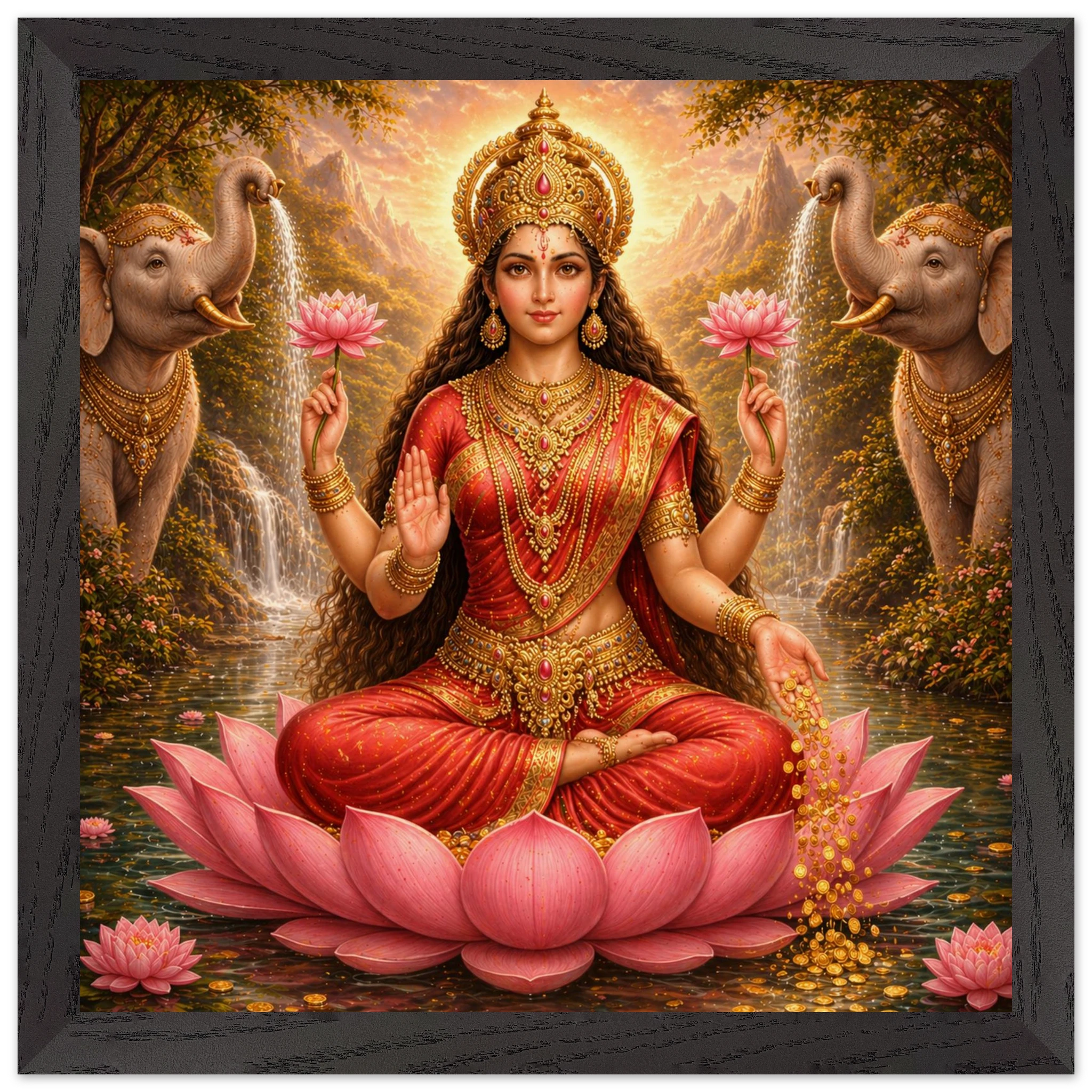 Lakshmi – Mythologie Fine Art Print mit Rahmen | babasan