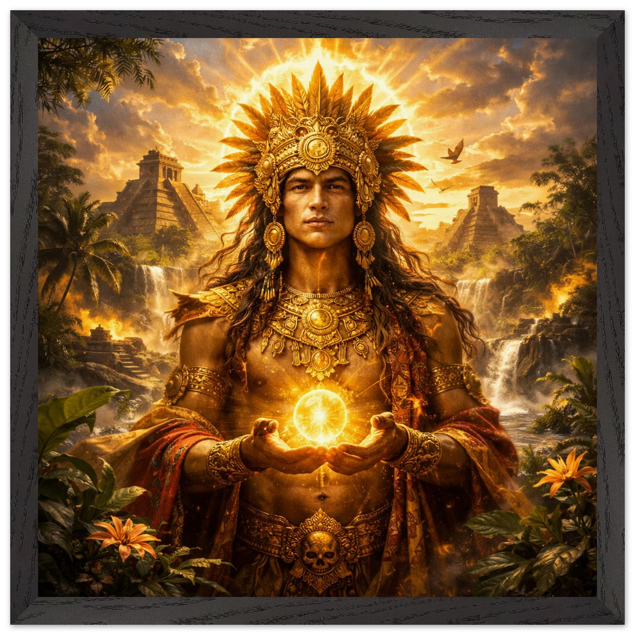 Kinich Ahau – Mythologie Fine Art Print mit Rahmen | babasan