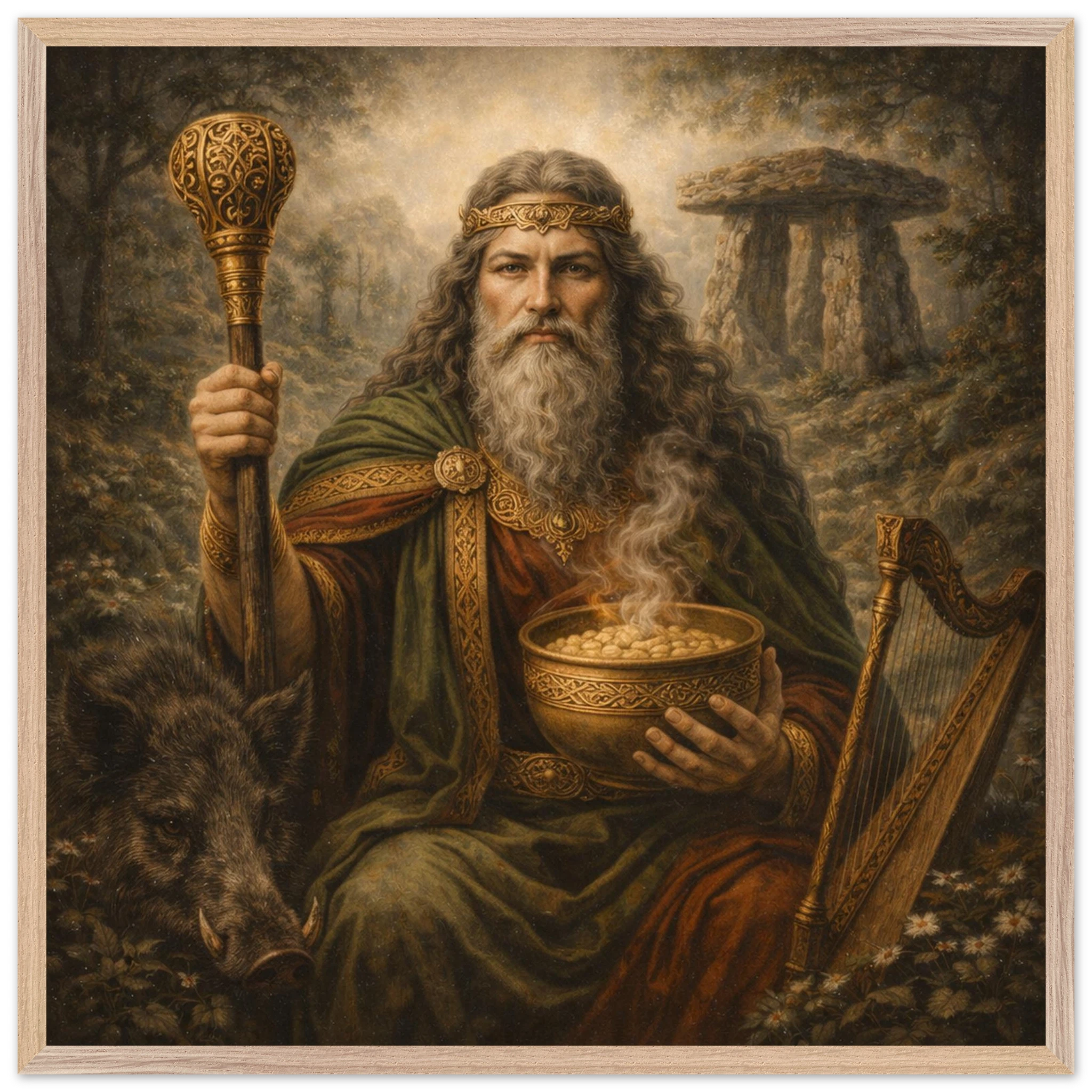 Dagda – Mythologie Fine Art Print mit Rahmen | babasan