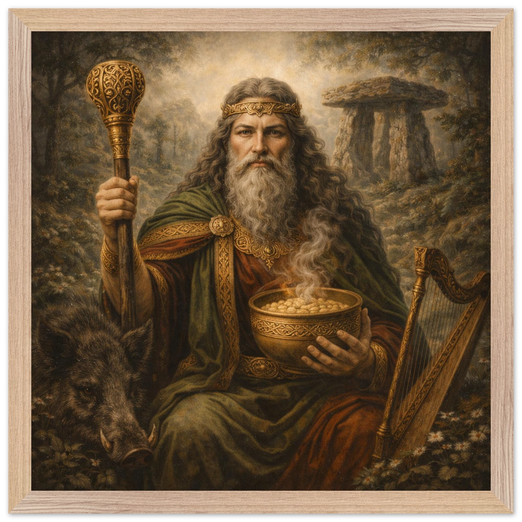 Dagda – Mythologie Fine Art Print mit Rahmen | babasan