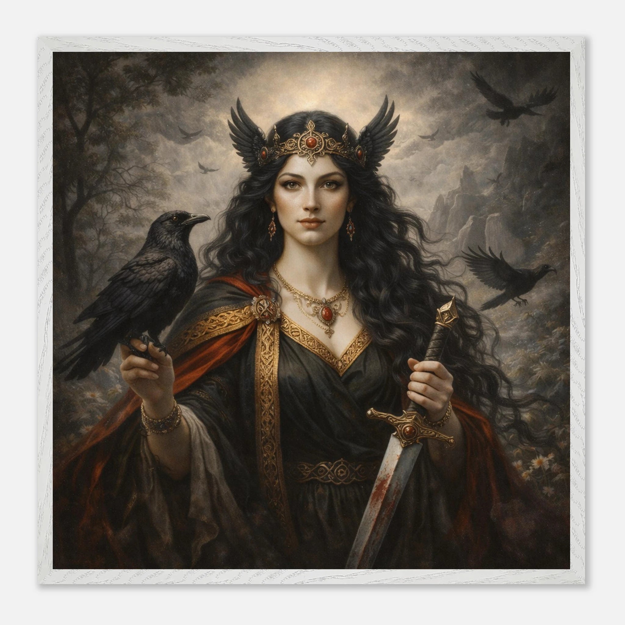 Morrigan – Mythologie Fine Art Print mit Rahmen | babasan