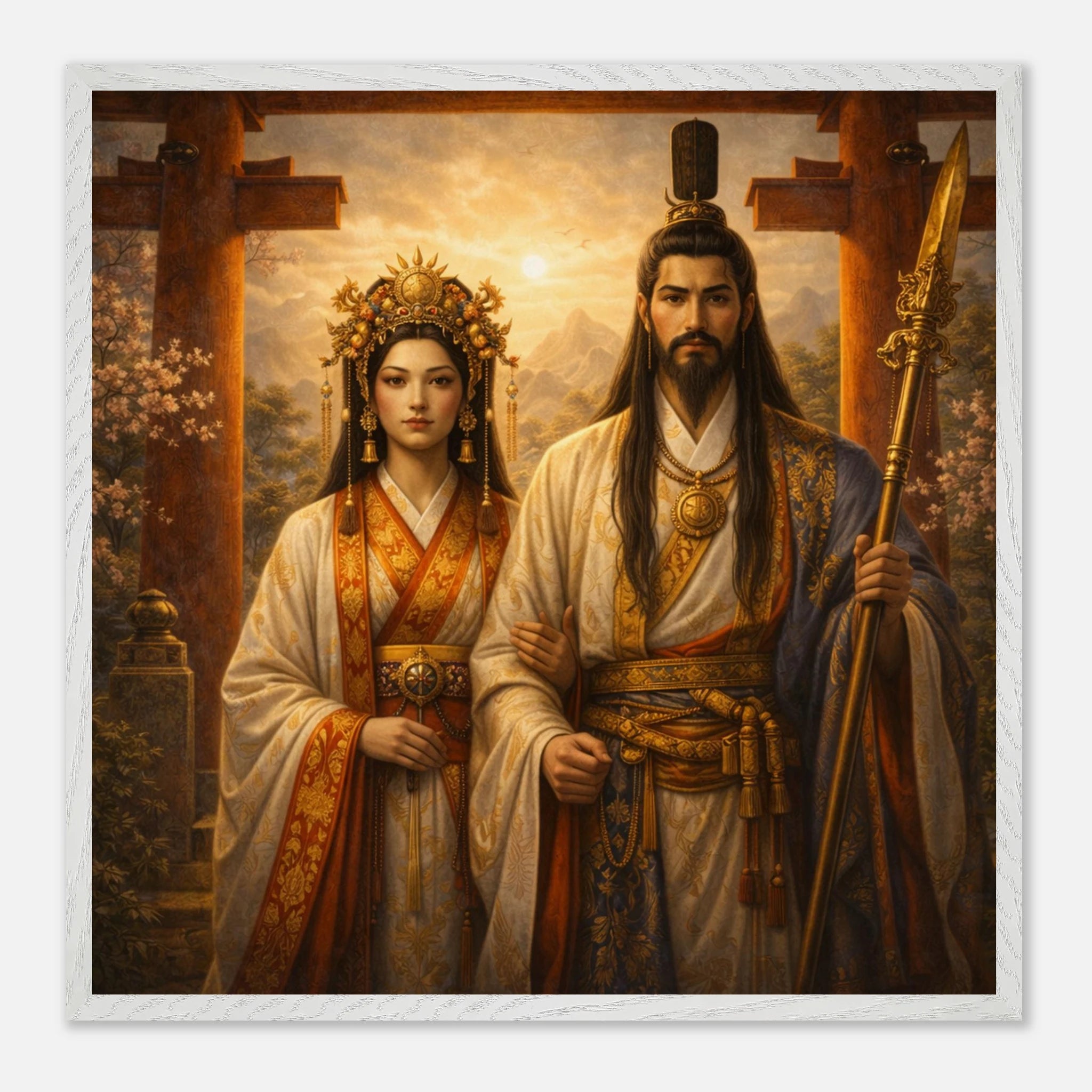 Izanagi Izanami – Mythologie Fine Art Print mit Rahmen | babasan
