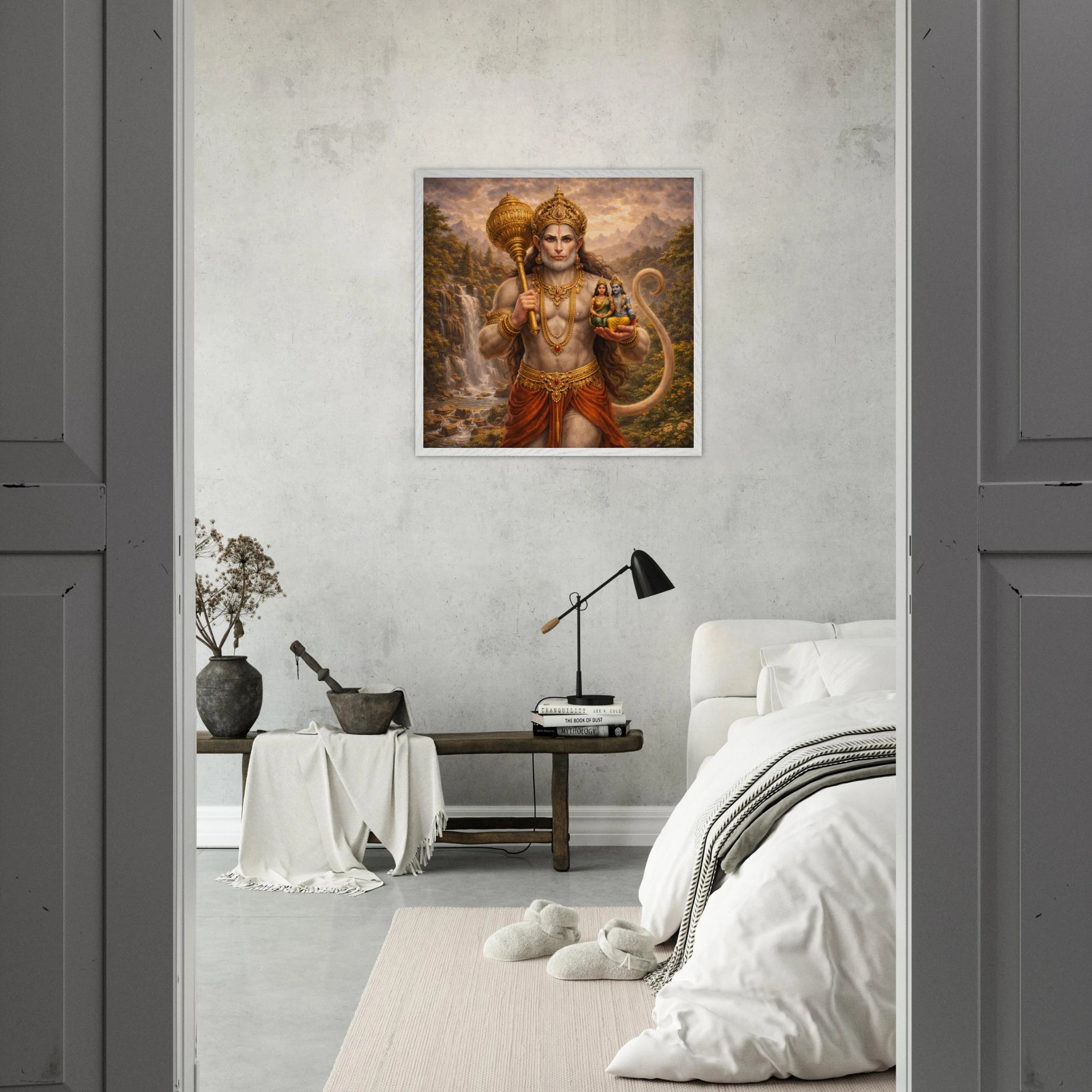 Hanuman – Mythologie Fine Art Print mit Rahmen | babasan