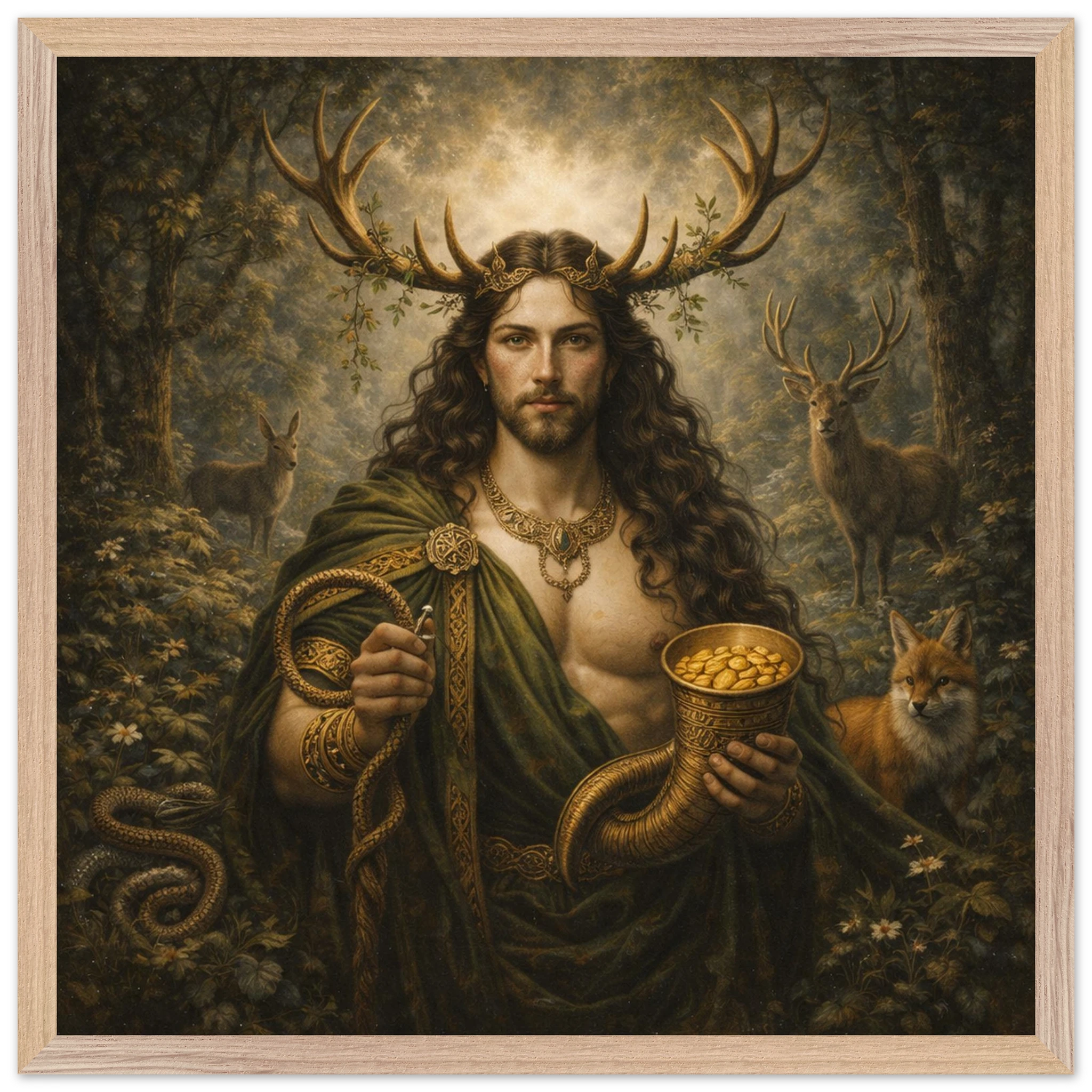 Cernunnos – Mythologie Fine Art Print mit Rahmen | babasan