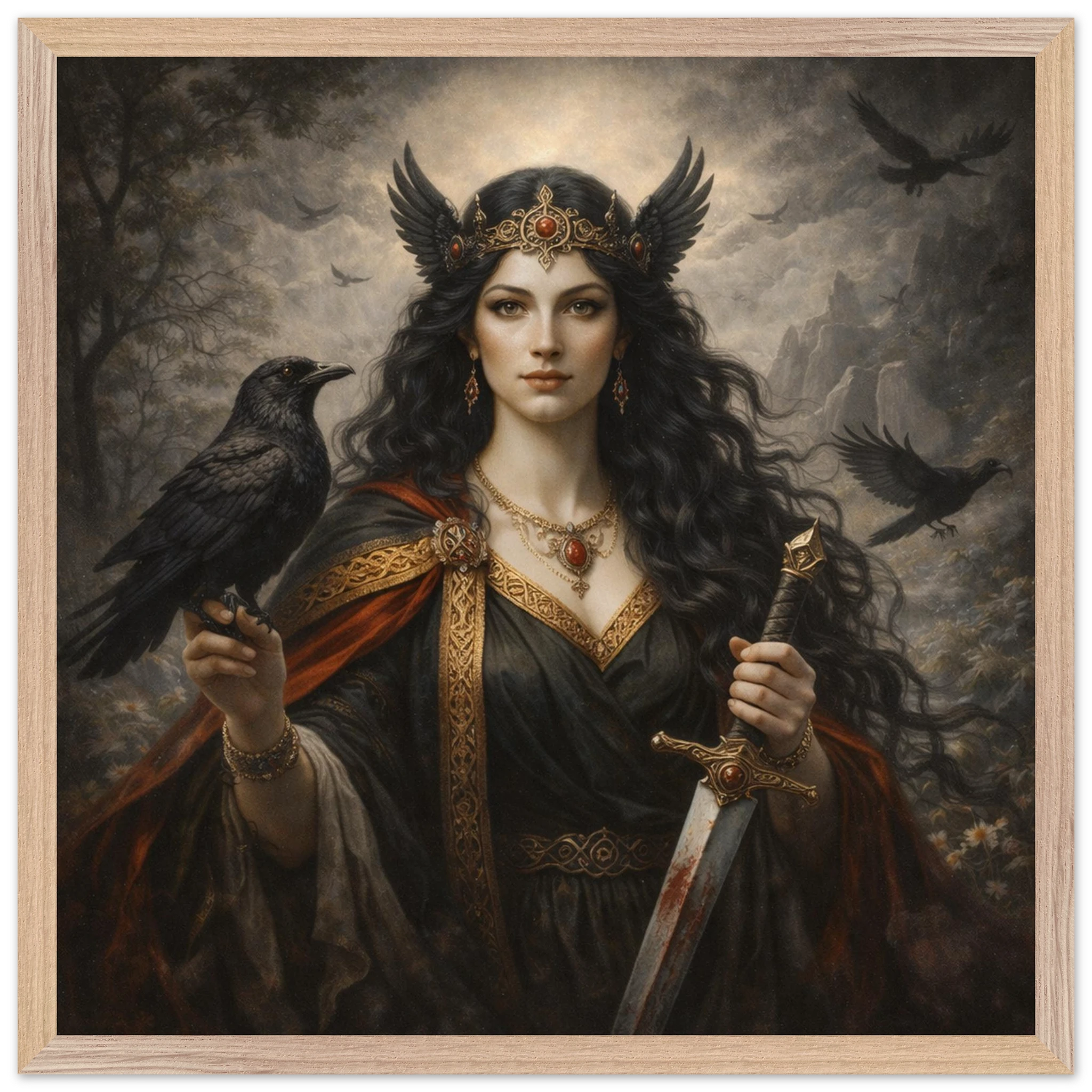 Morrigan – Mythologie Fine Art Print mit Rahmen | babasan