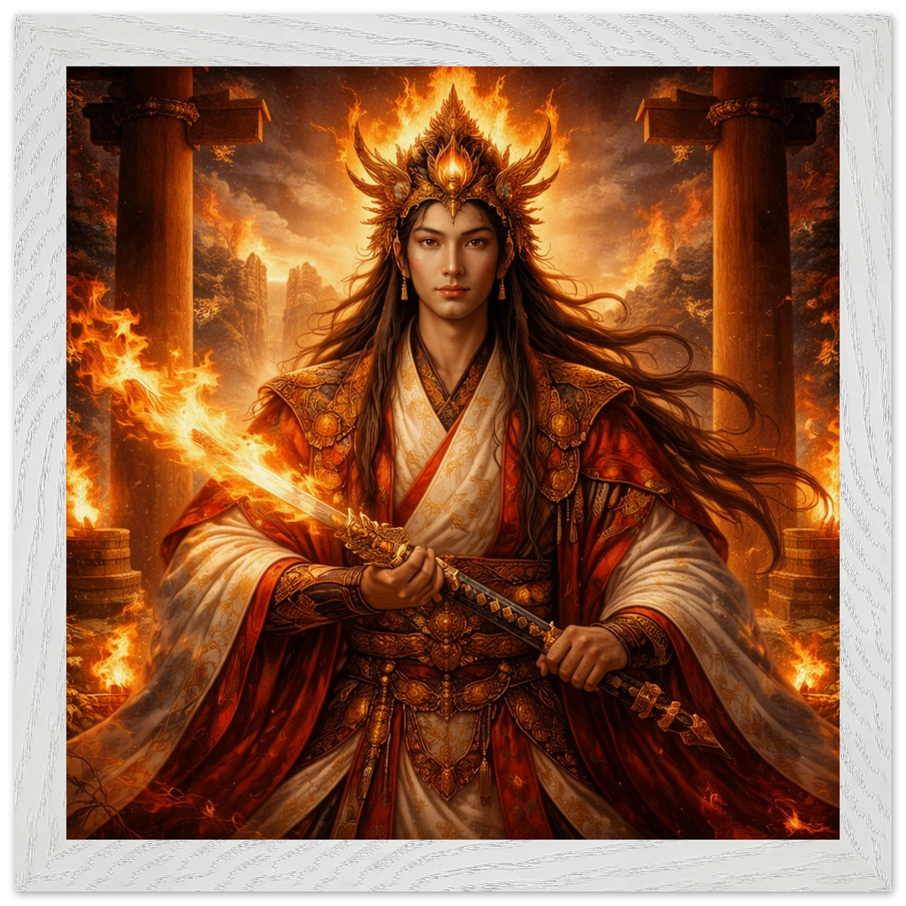 Kagutsuchi – Mythologie Fine Art Print mit Rahmen | babasan