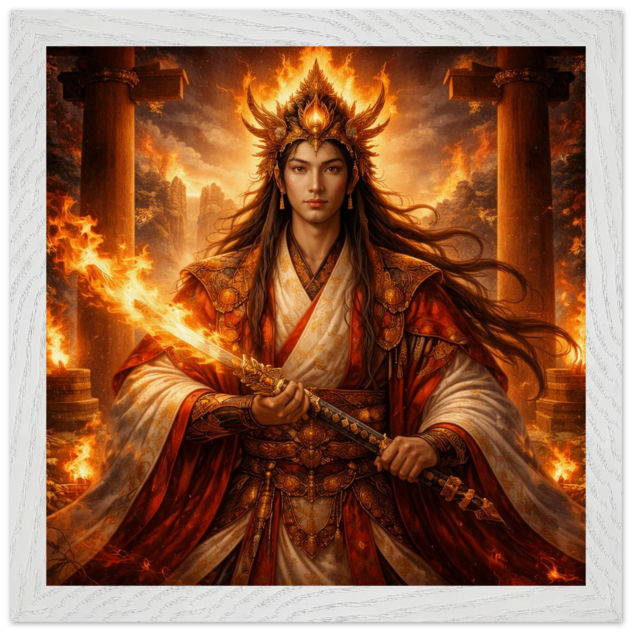 Kagutsuchi – Mythologie Fine Art Print mit Rahmen | babasan