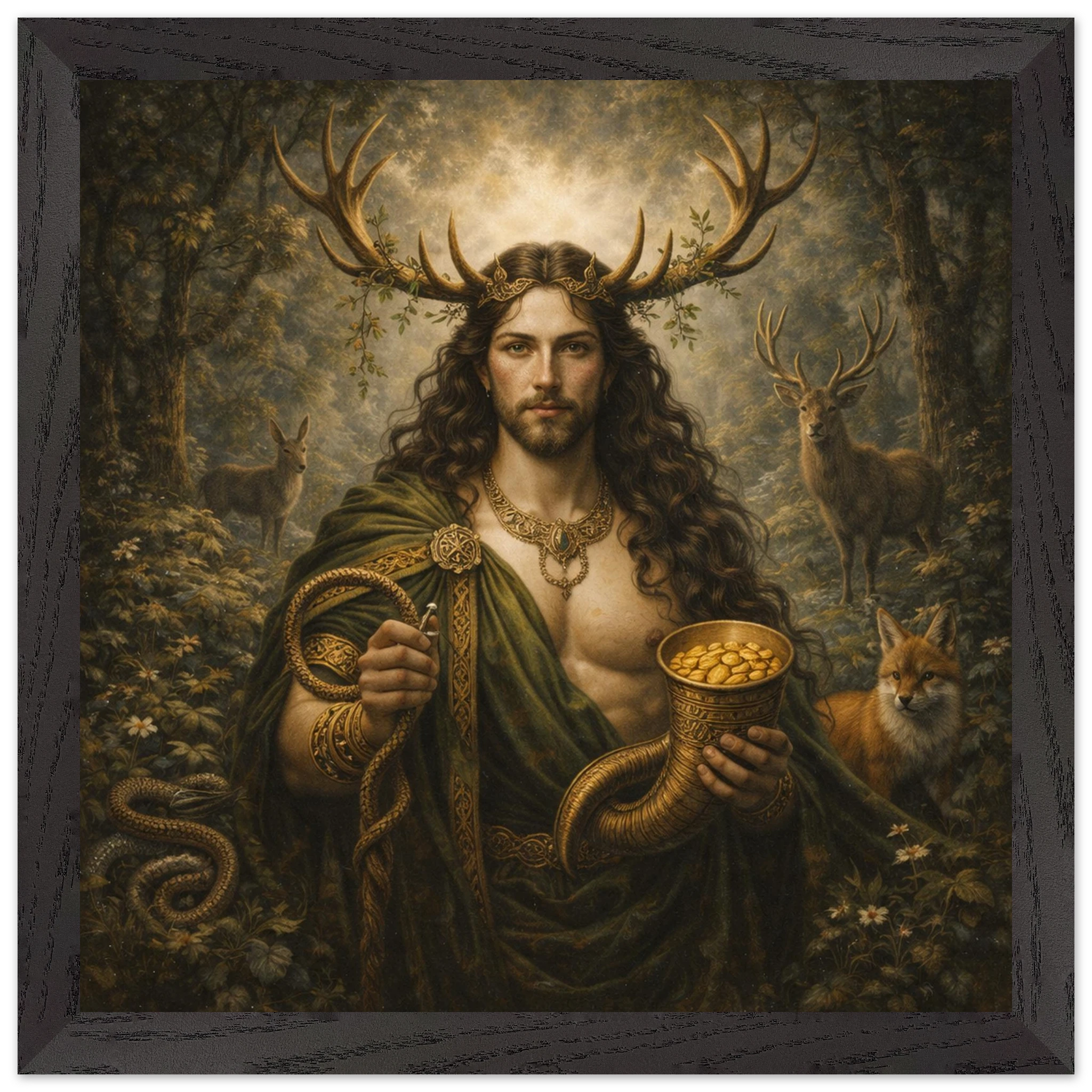 Cernunnos – Mythologie Fine Art Print mit Rahmen | babasan
