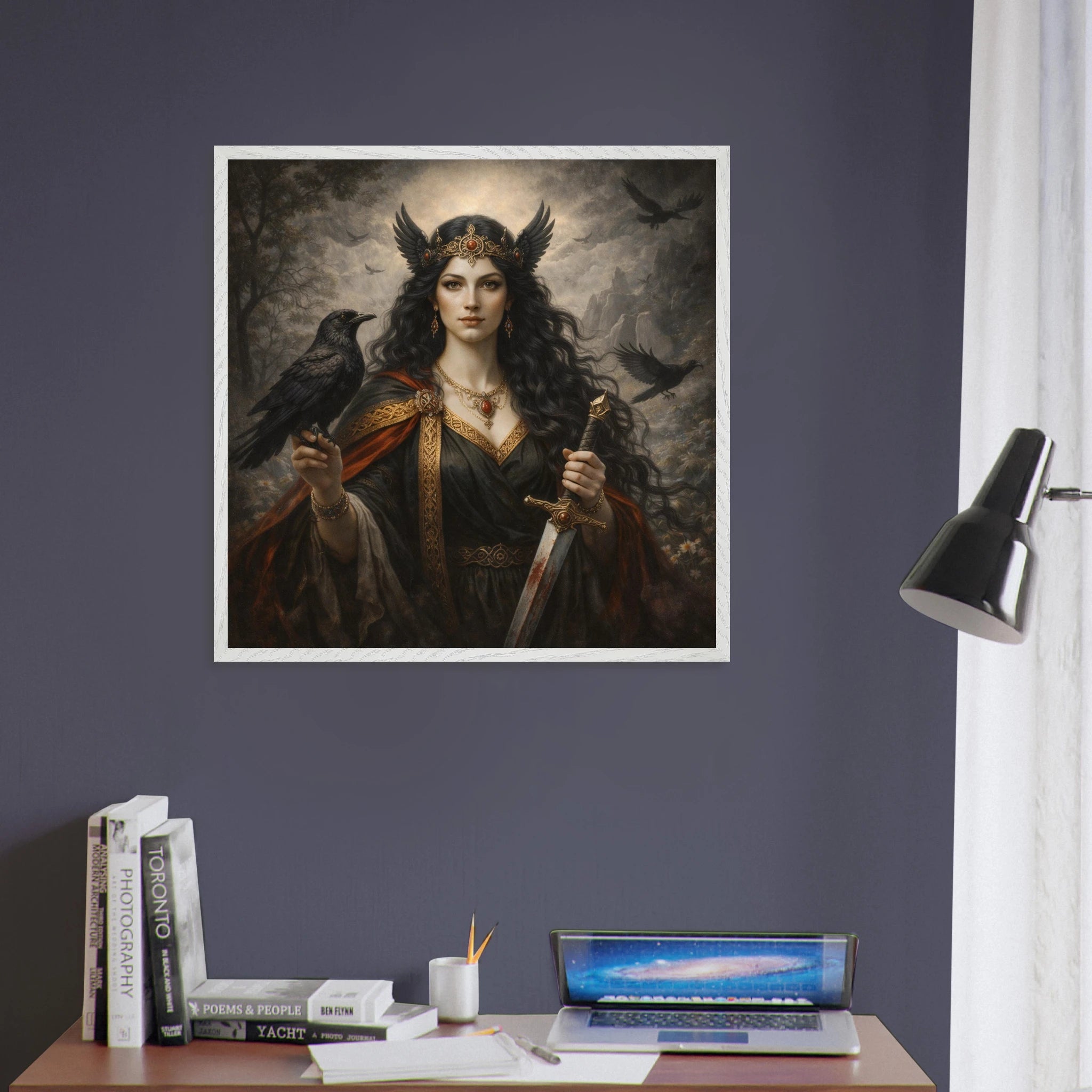 Morrigan – Mythologie Fine Art Print mit Rahmen | babasan