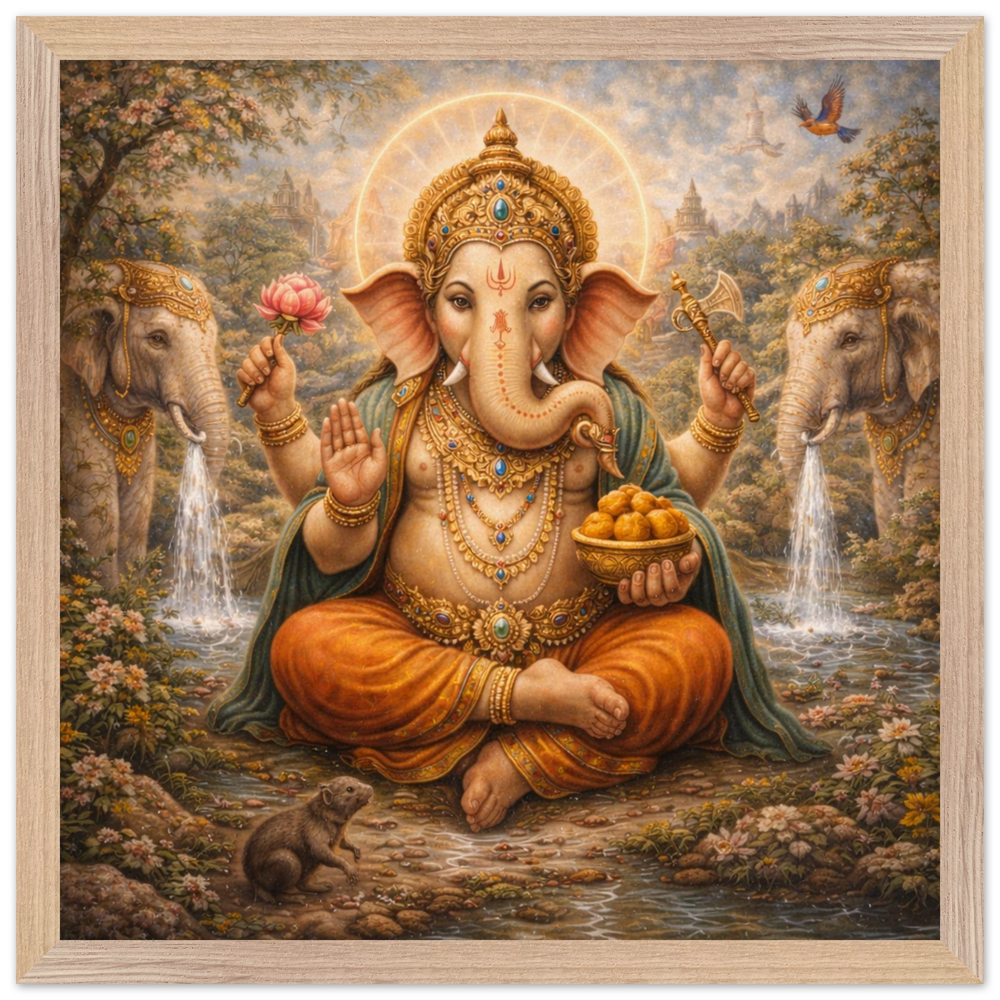 Ganesha – Mythologie Fine Art Print mit Rahmen | babasan