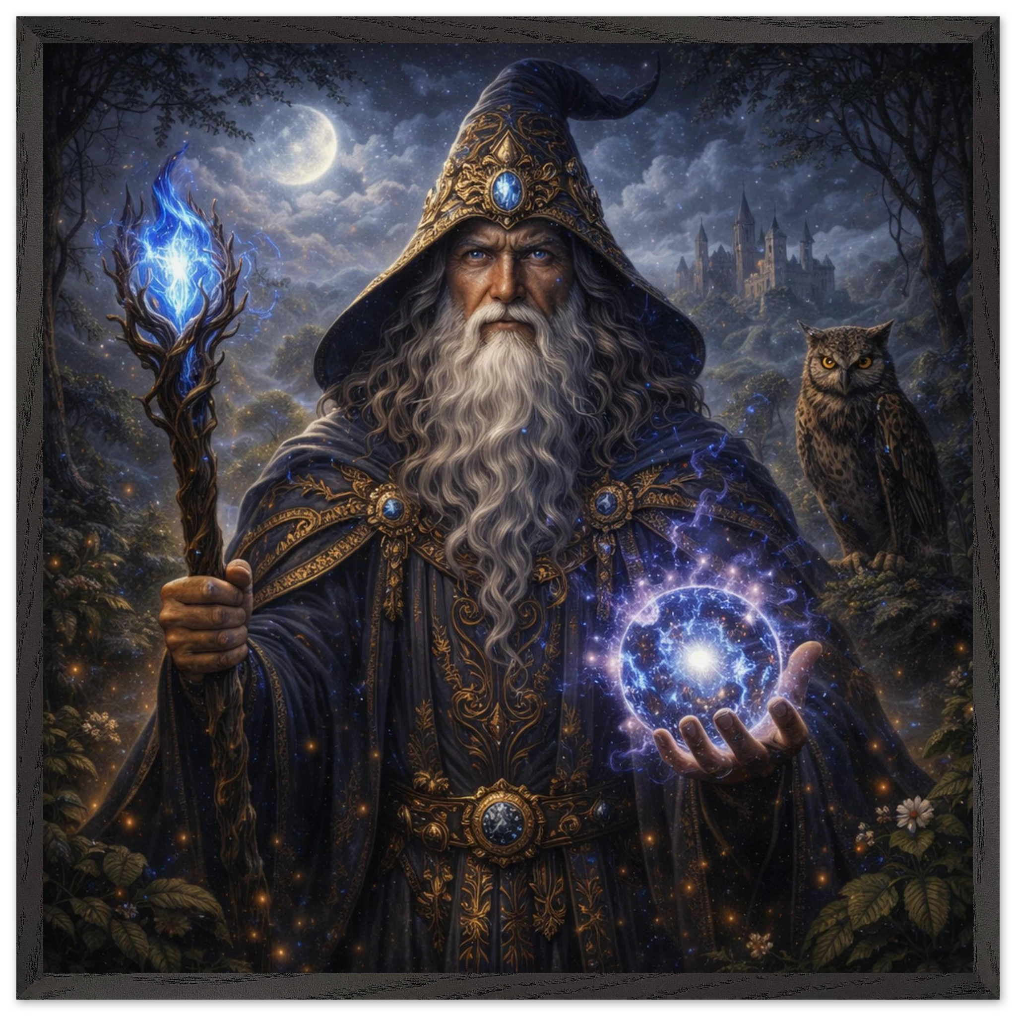 Merlin – Mythologie Fine Art Print mit Rahmen | babasan