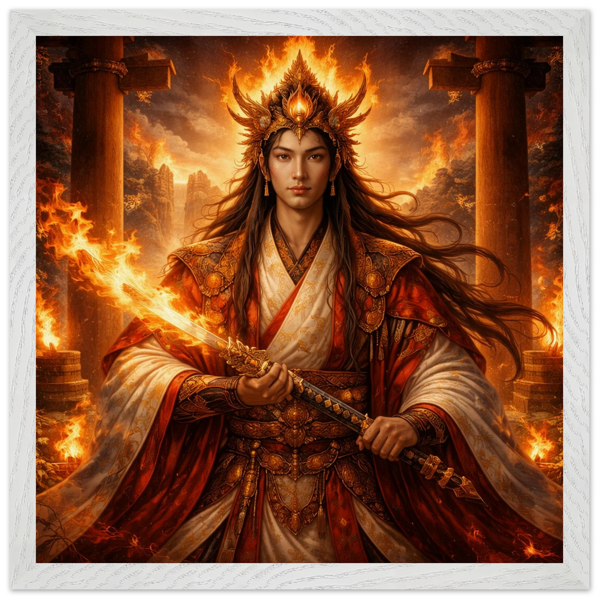 Kagutsuchi – Mythologie Fine Art Print mit Rahmen | babasan