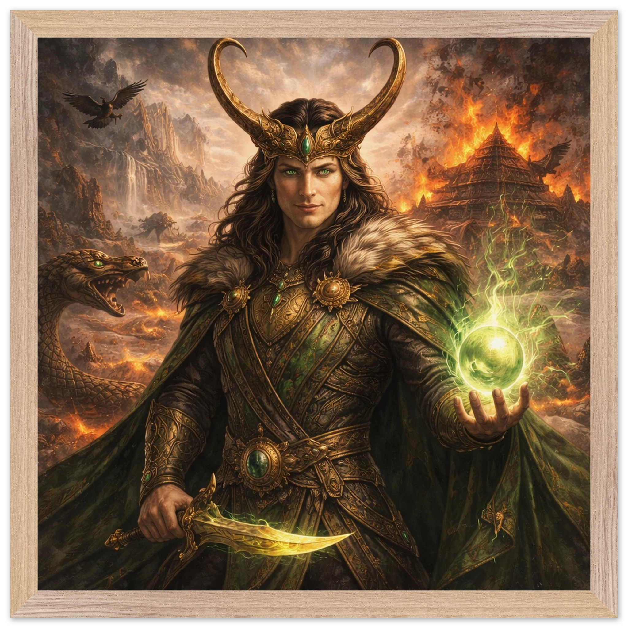 Loki – Mythologie Fine Art Print mit Rahmen | babasan