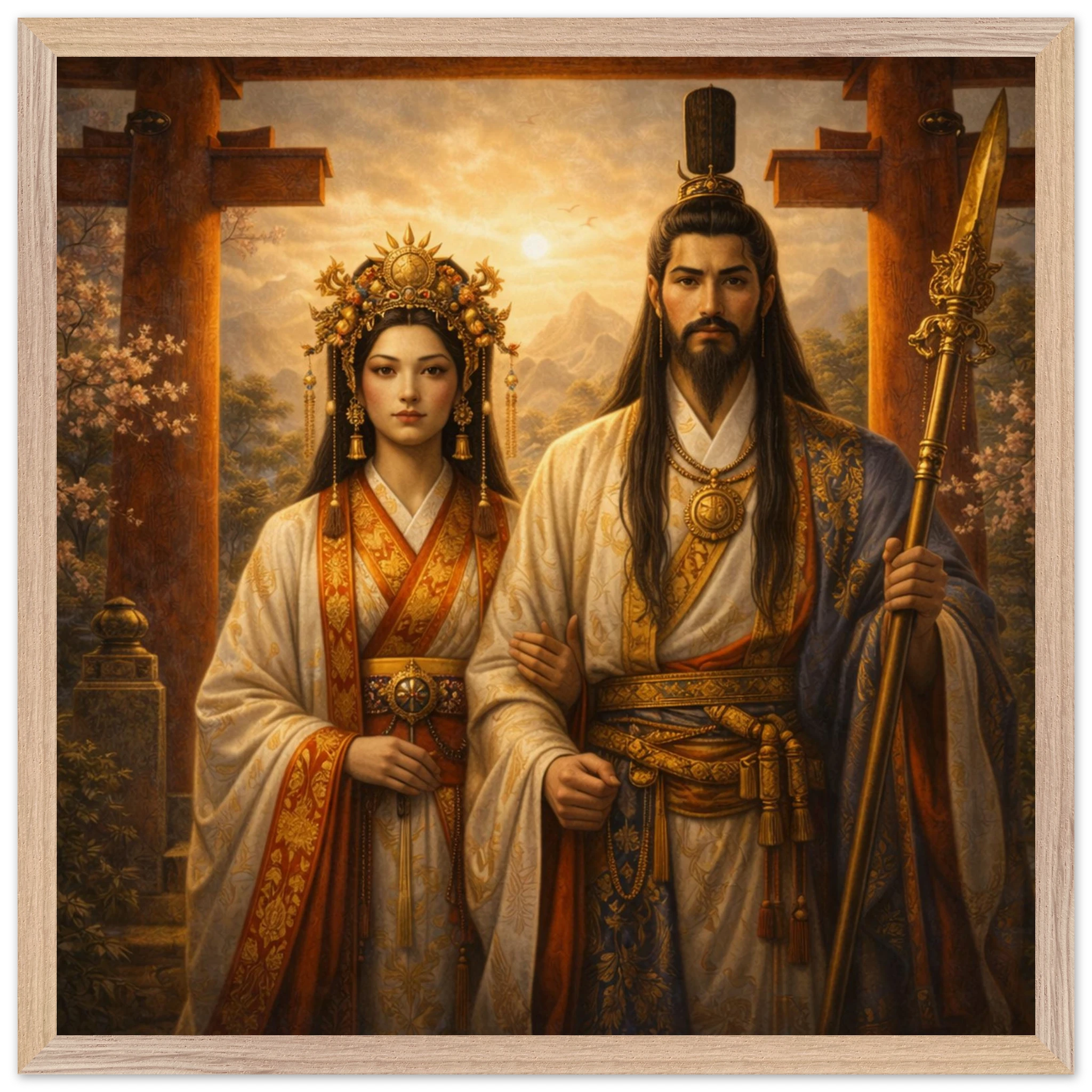 Izanagi Izanami – Mythologie Fine Art Print mit Rahmen | babasan