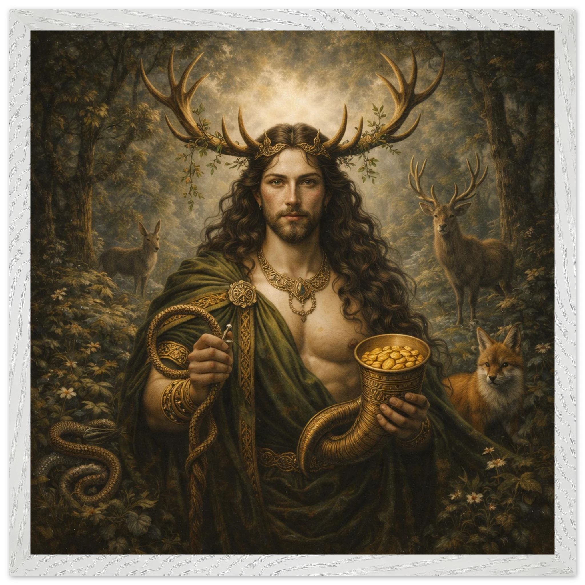 Cernunnos – Mythologie Fine Art Print mit Rahmen | babasan