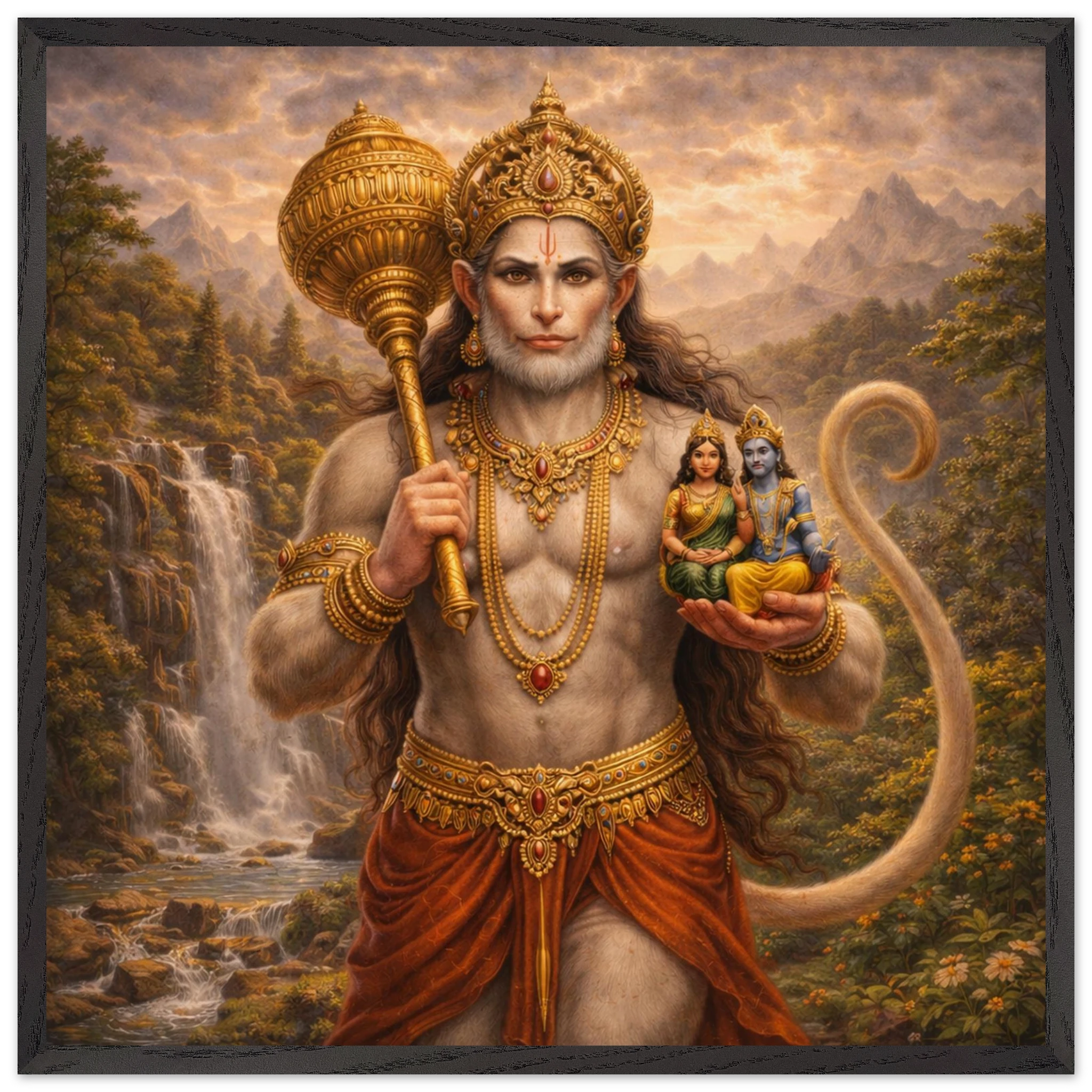 Hanuman – Mythologie Fine Art Print mit Rahmen | babasan