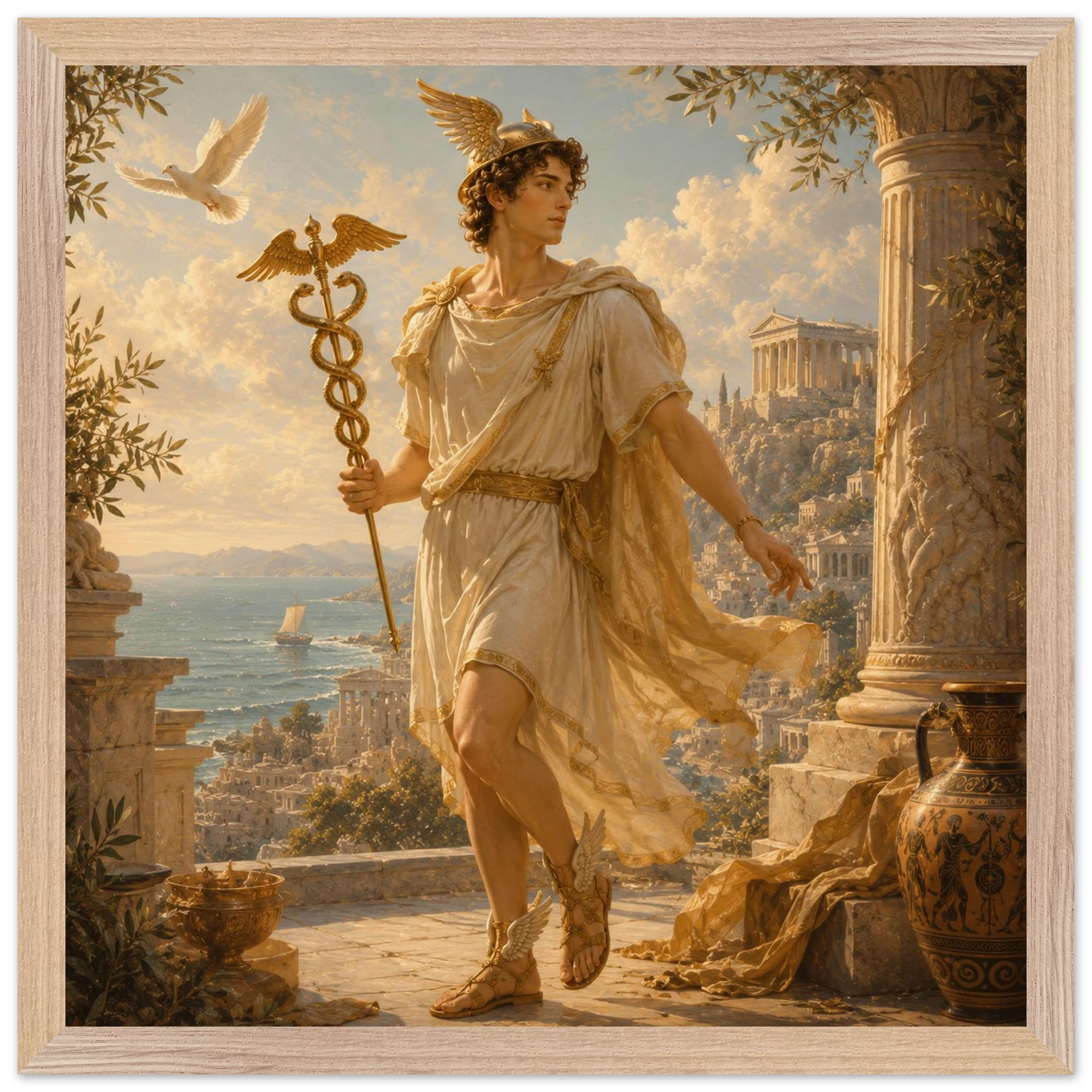 Hermes – Mythologie Fine Art Print mit Rahmen | babasan