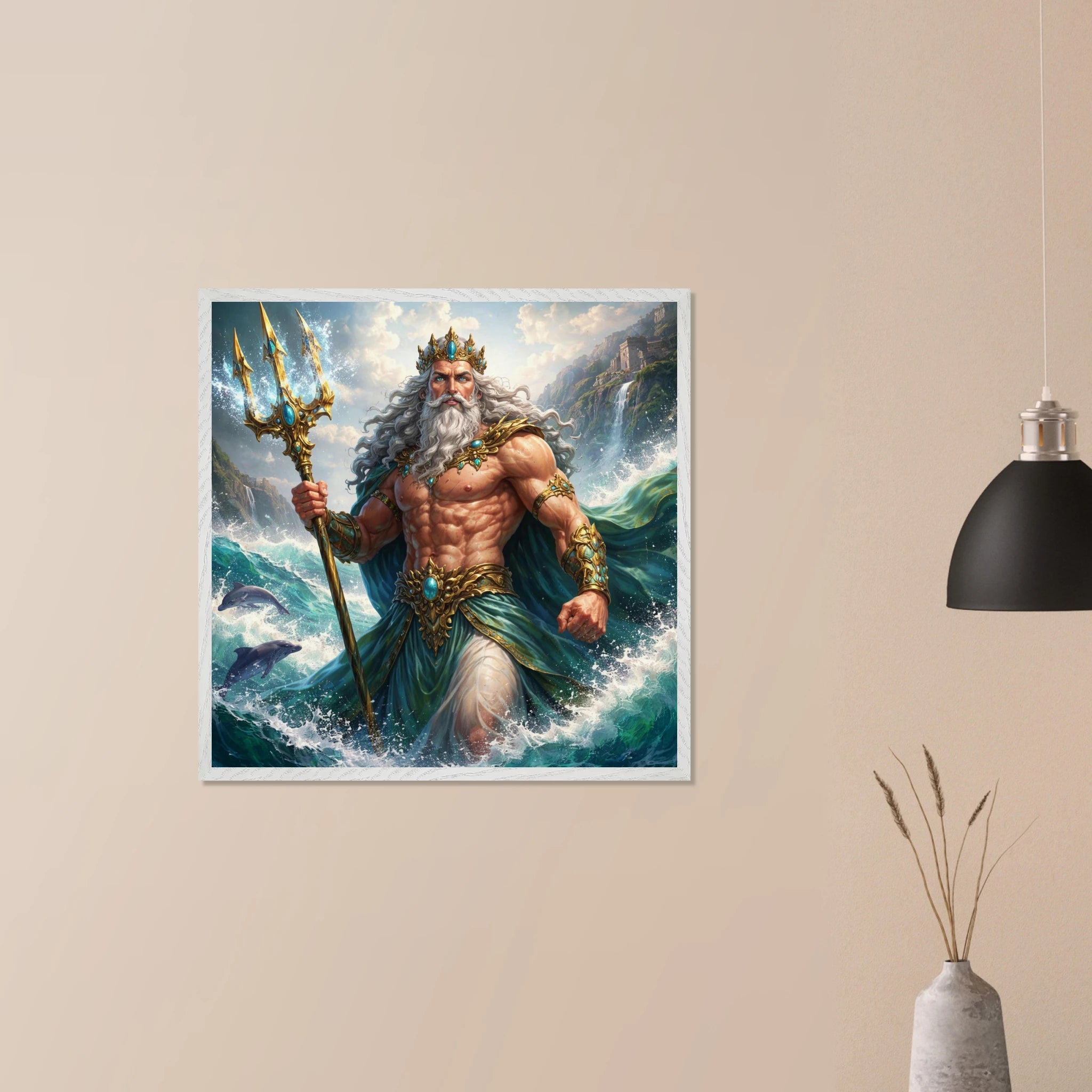 Poseidon – Mythologie Fine Art Print mit Rahmen | babasan
