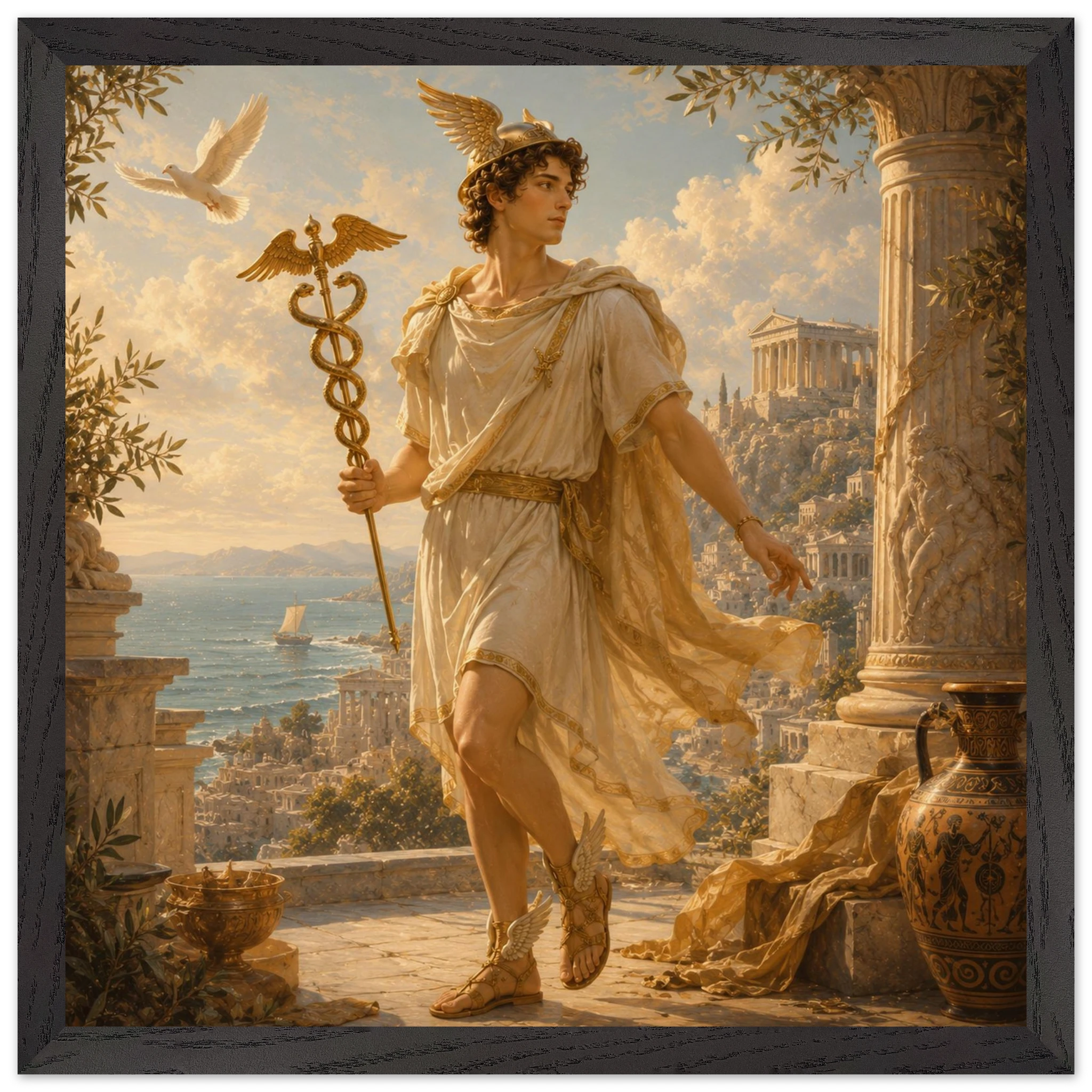 Hermes – Mythologie Fine Art Print mit Rahmen | babasan