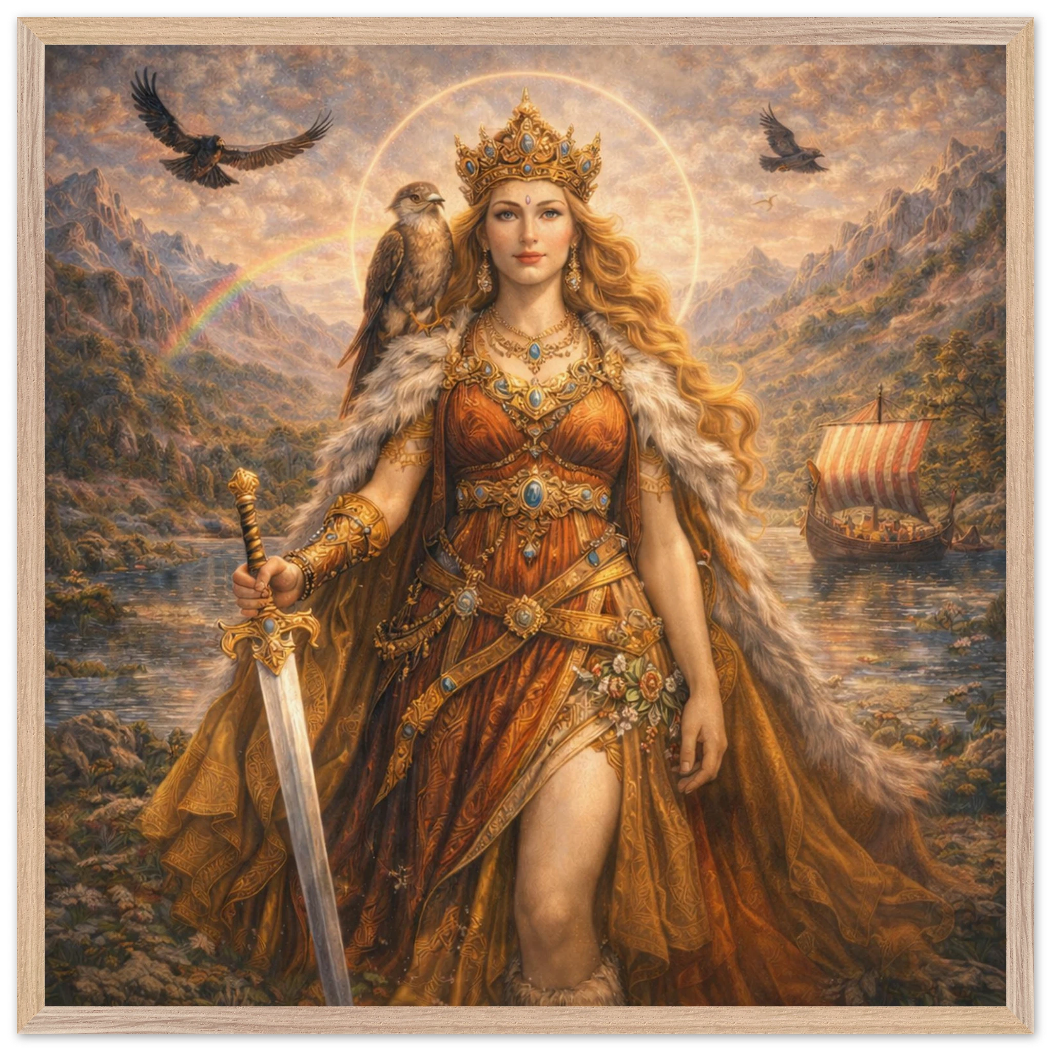 Freya – Mythologie Fine Art Print mit Rahmen | babasan