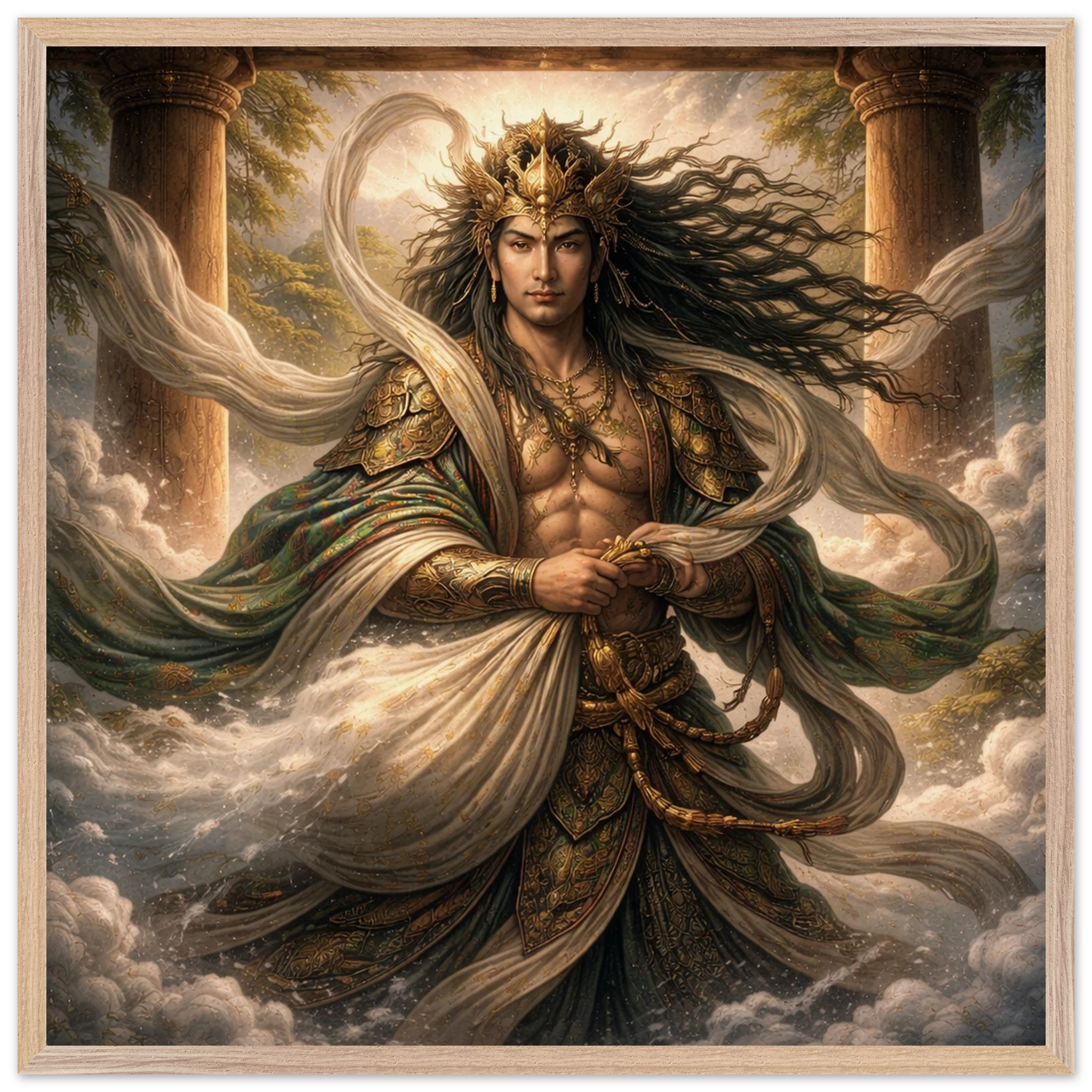 Fūjin – Mythologie Fine Art Print mit Rahmen | babasan