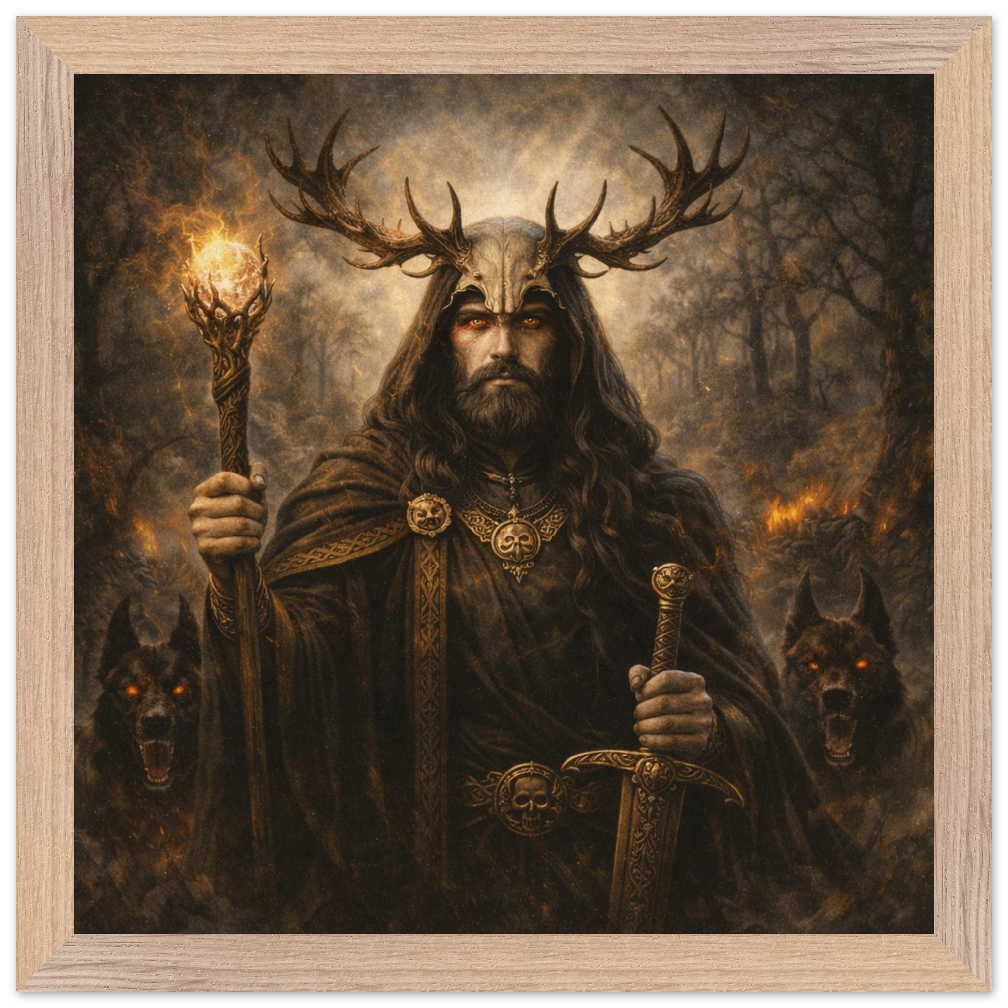 Arawn – Mythologie Fine Art Print mit Rahmen | babasan