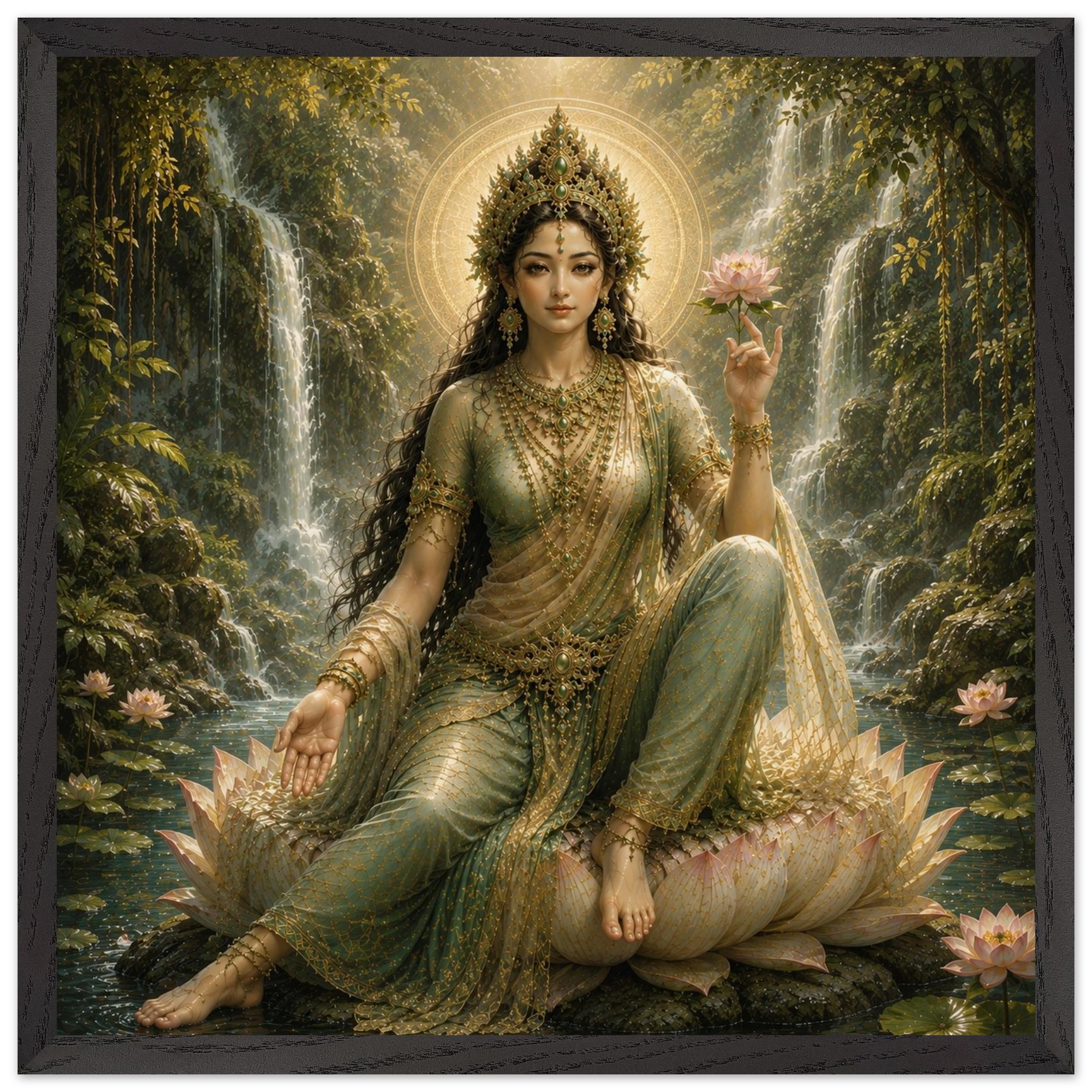 Grüne Tara – Mythologie Fine Art Print mit Rahmen | babasan