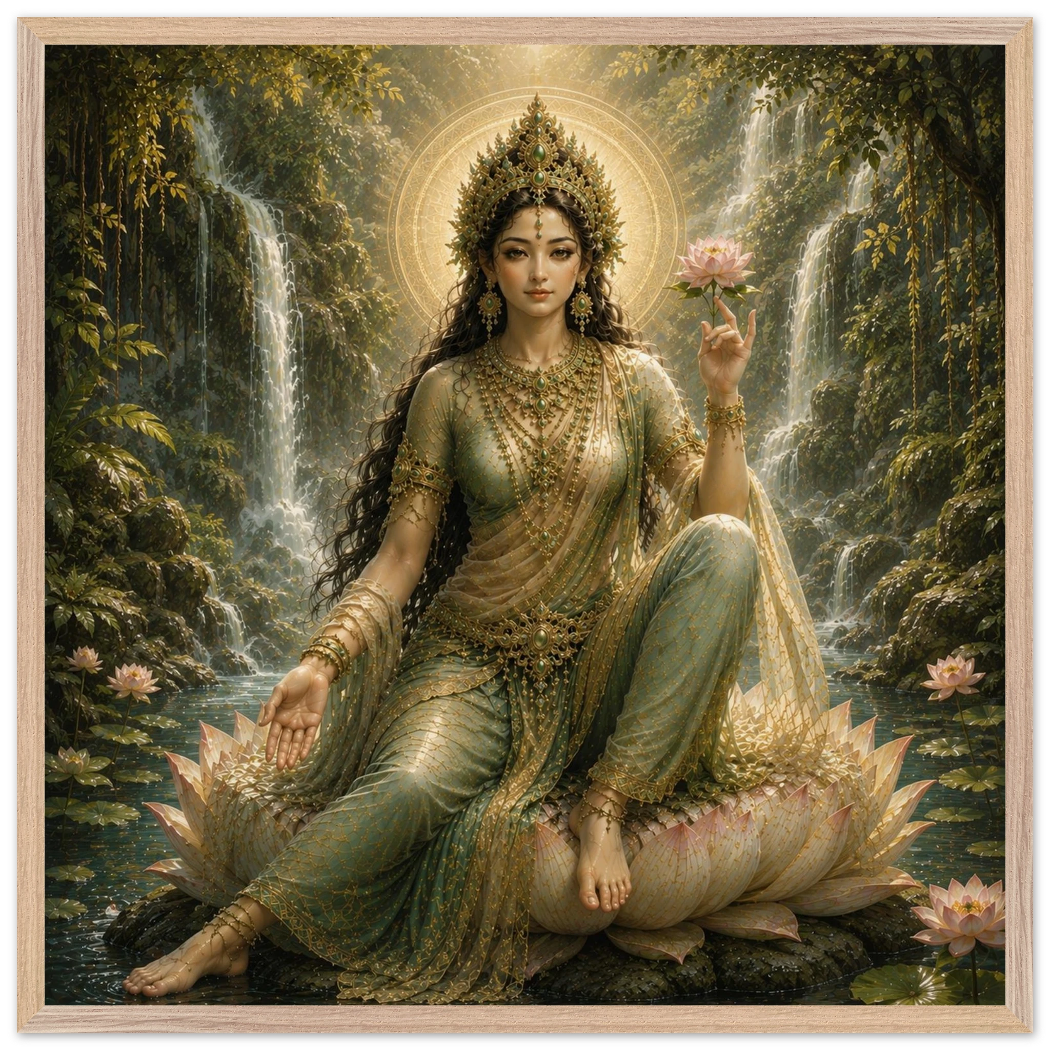 Grüne Tara – Mythologie Fine Art Print mit Rahmen | babasan