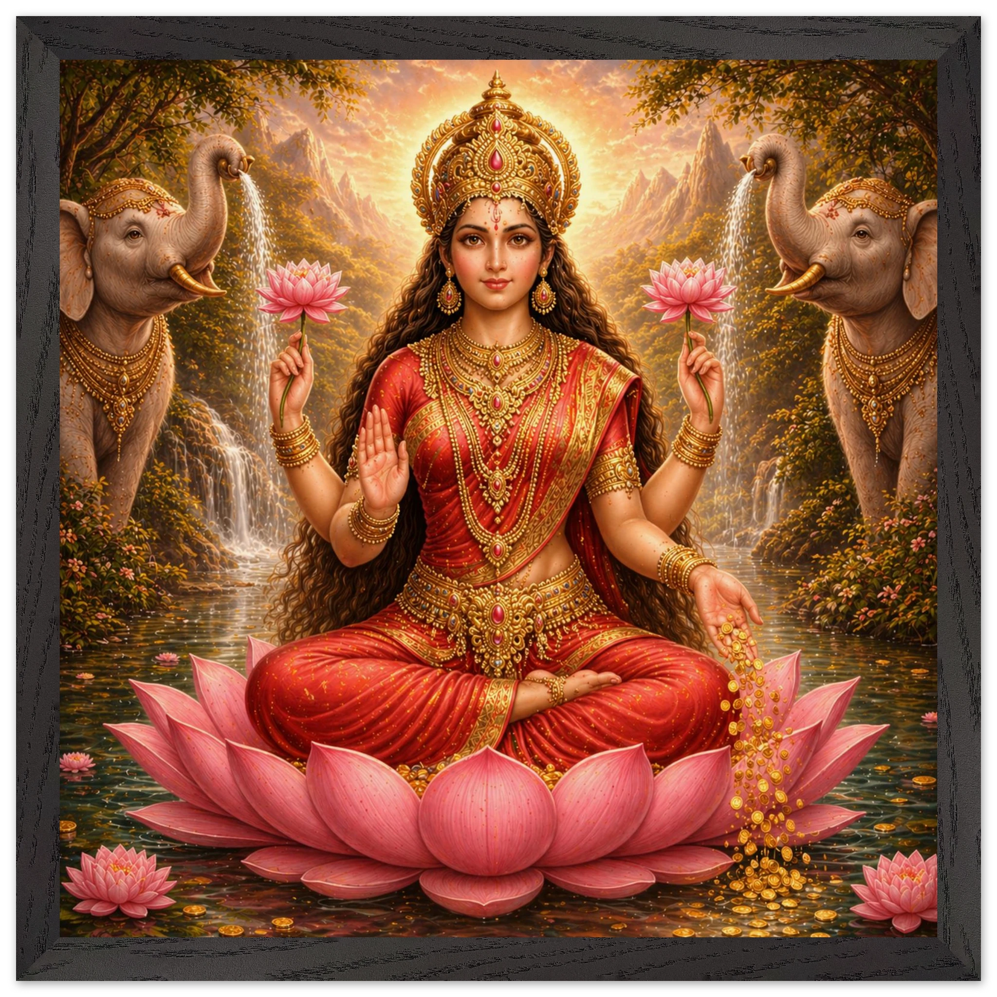 Lakshmi – Mythologie Fine Art Print mit Rahmen | babasan