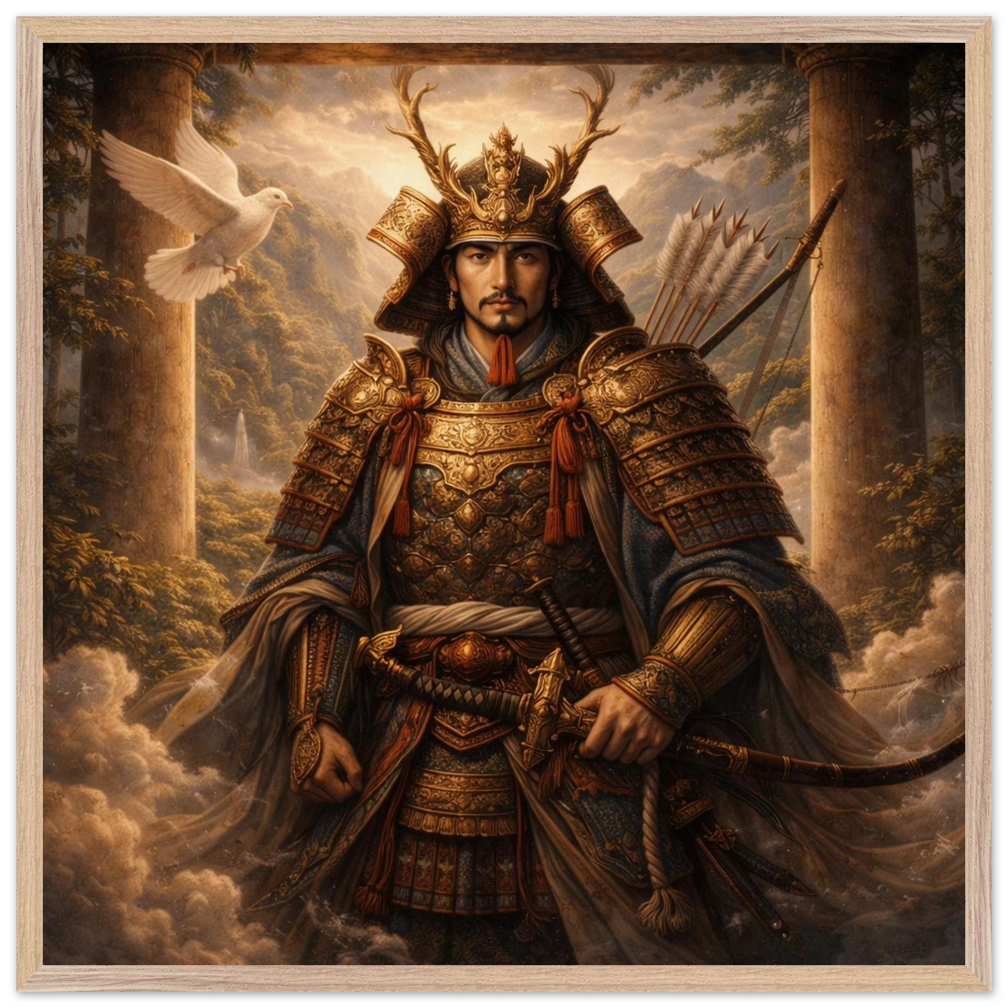 Hachiman – Mythologie Fine Art Print mit Rahmen | babasan