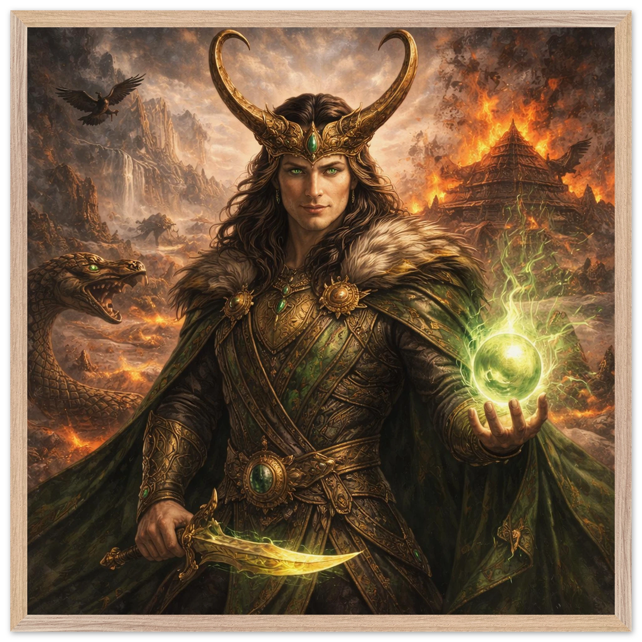 Loki – Mythologie Fine Art Print mit Rahmen | babasan